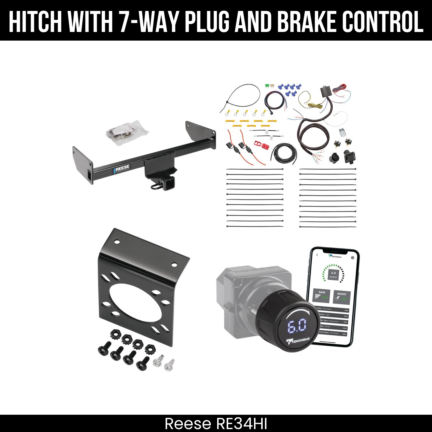 Reese RE34HI Hitch With 7 Way Plug And Brake Control Bundle Featureimg