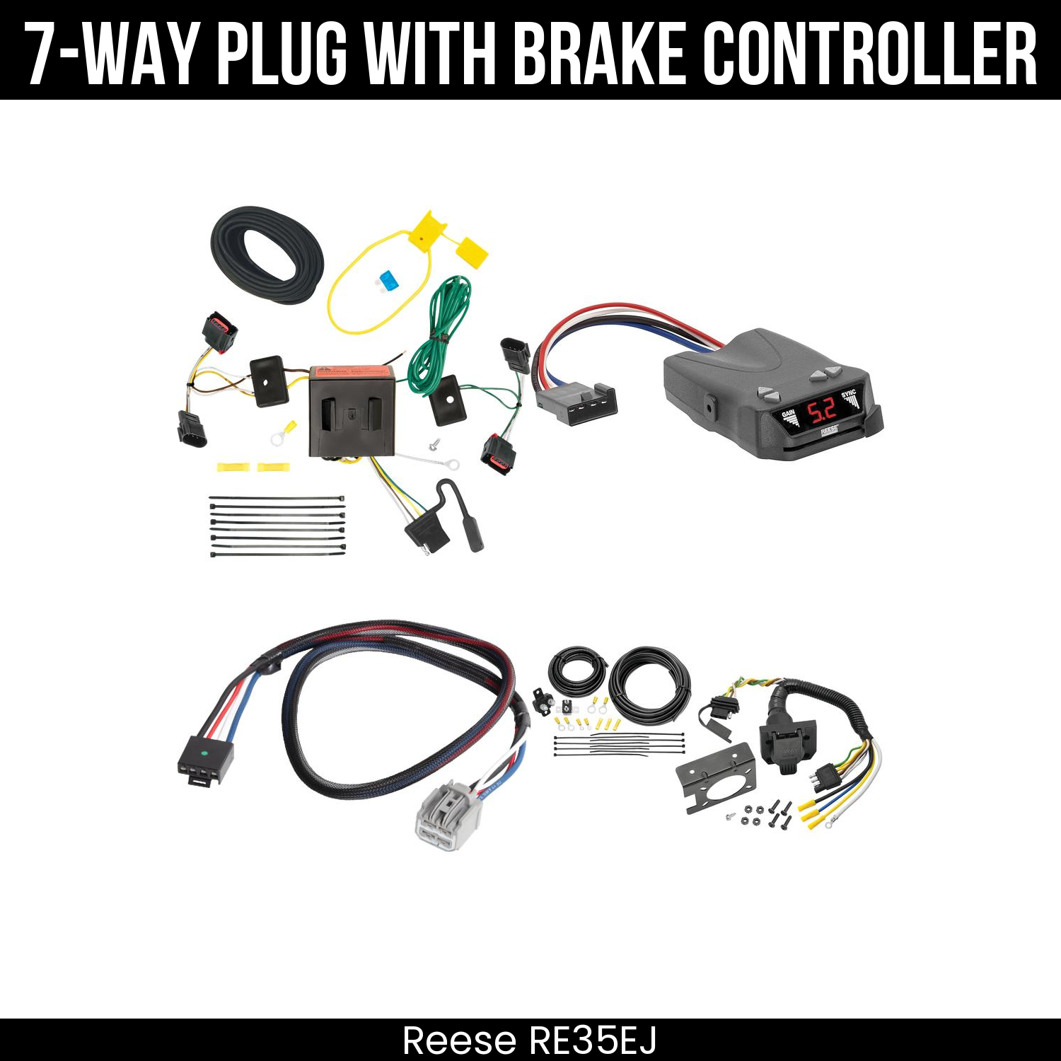 Trailer Wiring 7-Way Plug w/ Bracket , Reese Brakeman IV Brake Control