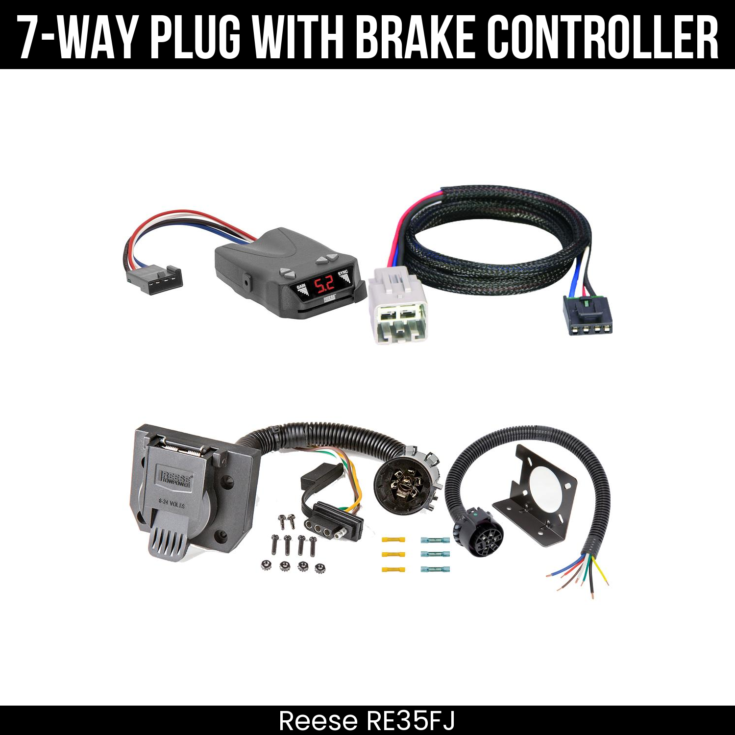Trailer Wiring 7-Way Plug w/ Bracket , Reese Brakeman IV Brake Control