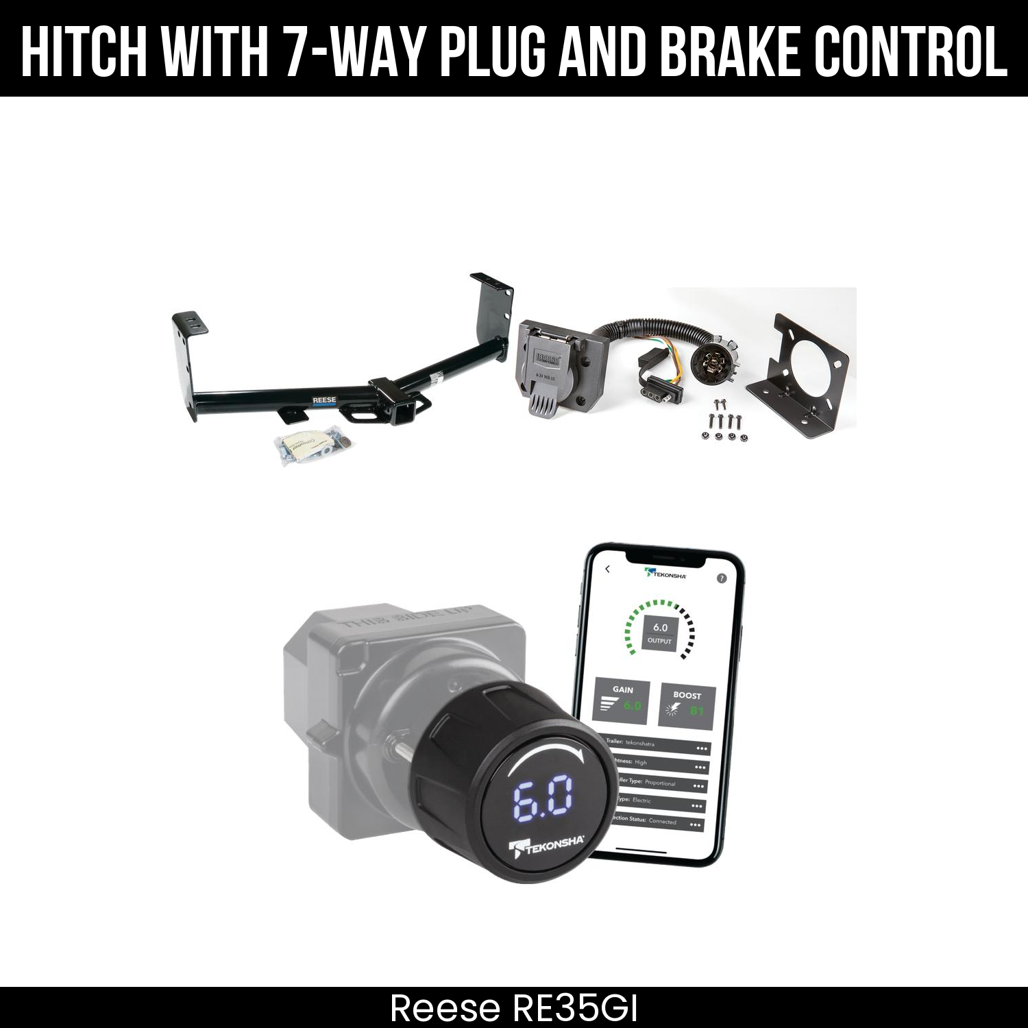 Reese RE35GI Hitch With 7 Way Plug And Brake Control Bundle Featureimg