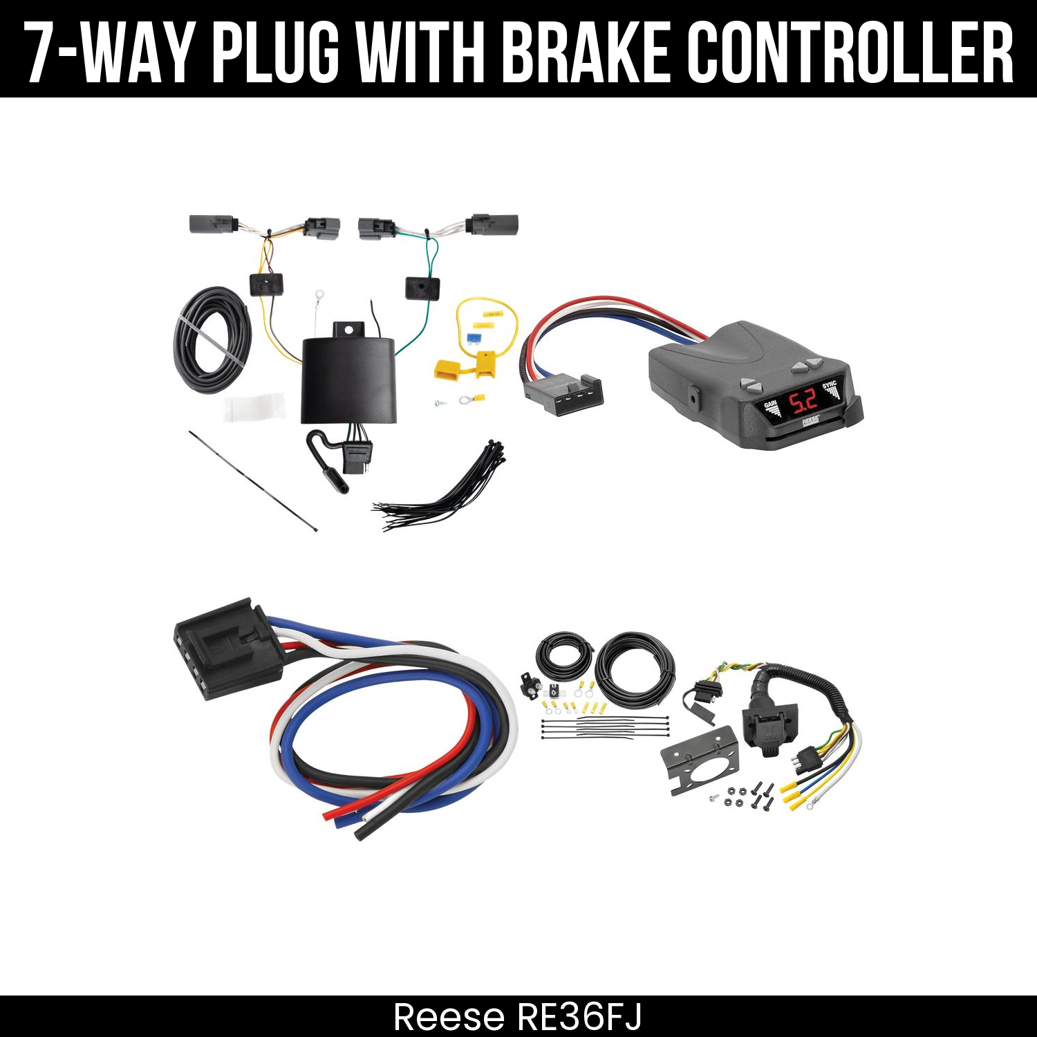 Trailer Wiring 7-Way Plug w/ Bracket , Reese Brakeman IV Brake Control