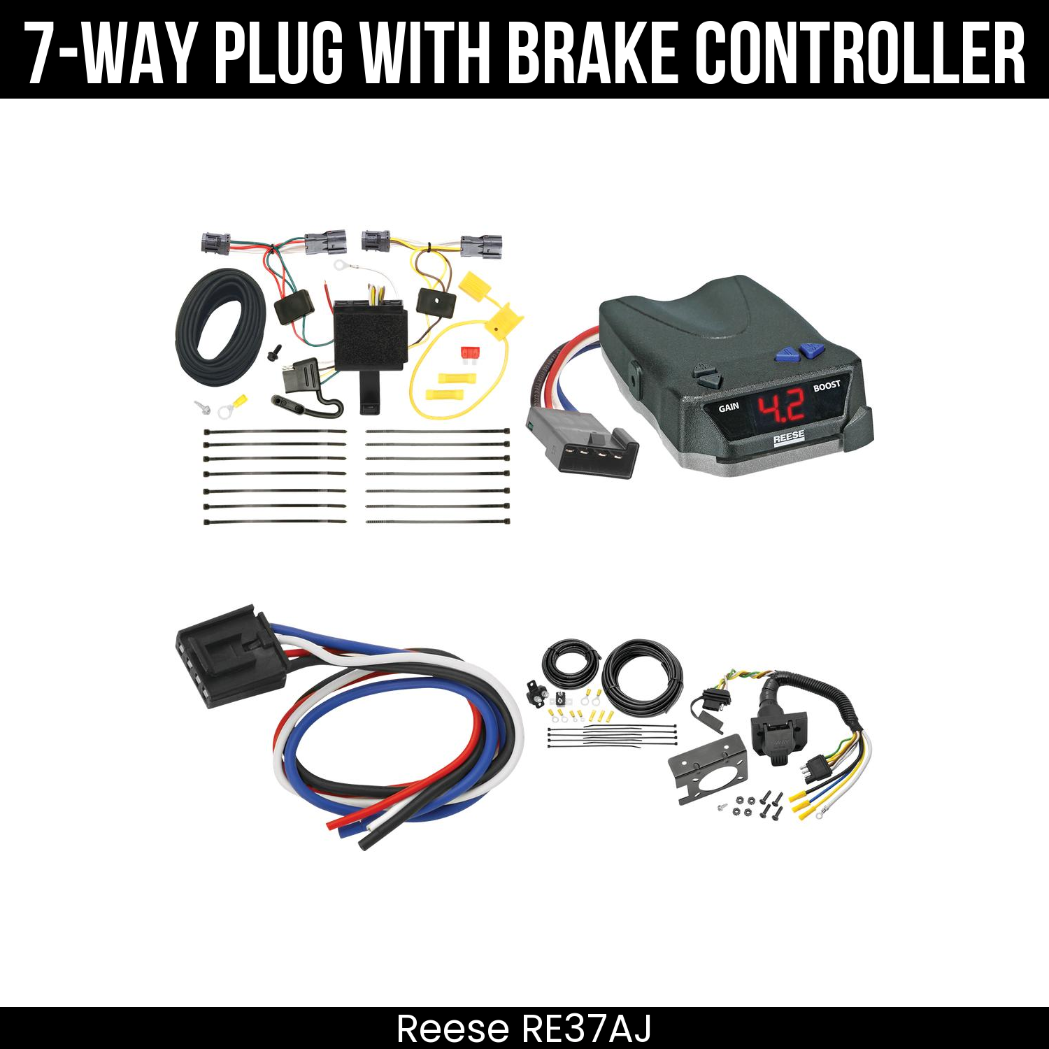 Trailer Wiring 7-Way Plug w/ Bracket , Reese Brake EVN Control