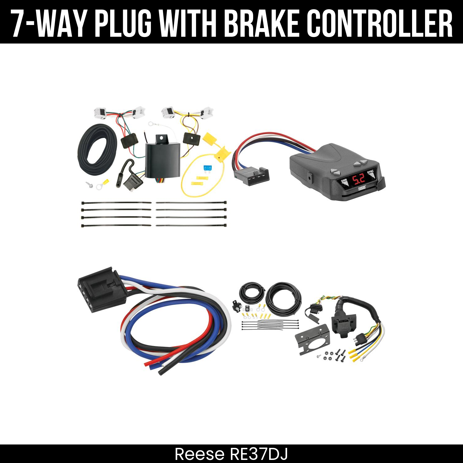 Trailer Wiring 7-Way Plug w/ Bracket , Reese Brakeman IV Brake Control