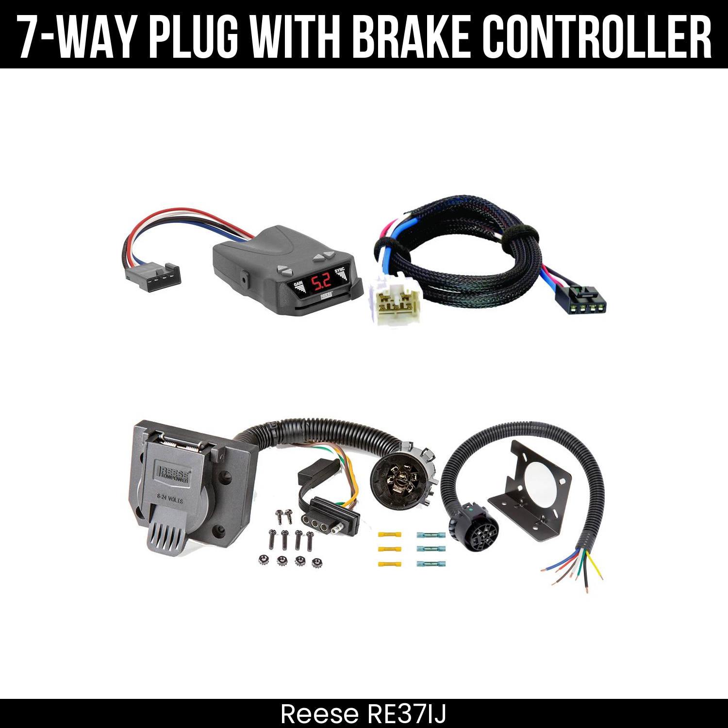 Trailer Wiring 7-Way Plug w/ Bracket , Reese Brakeman IV Brake Control