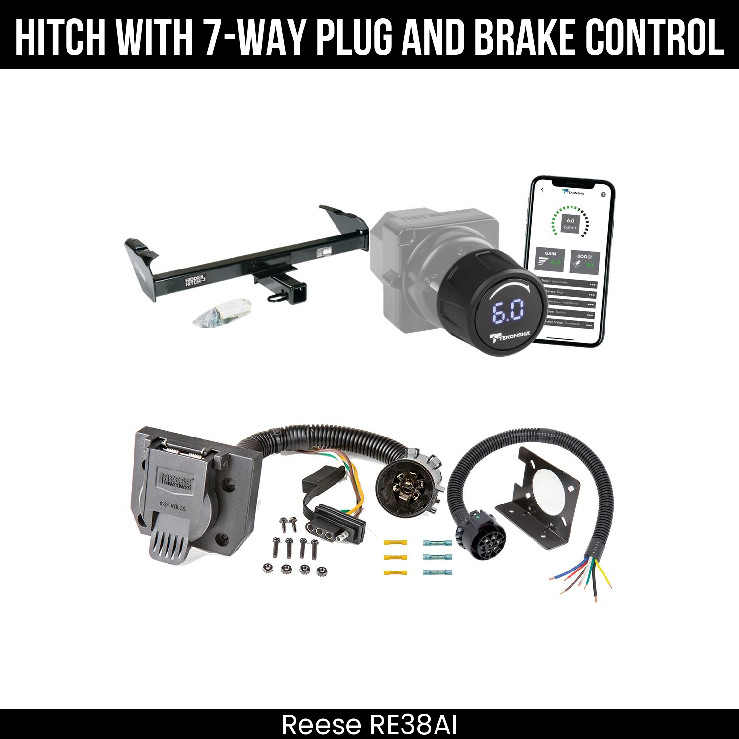 Reese RE38AI Hitch With 7 Way Plug And Brake Control Bundle Featureimg
