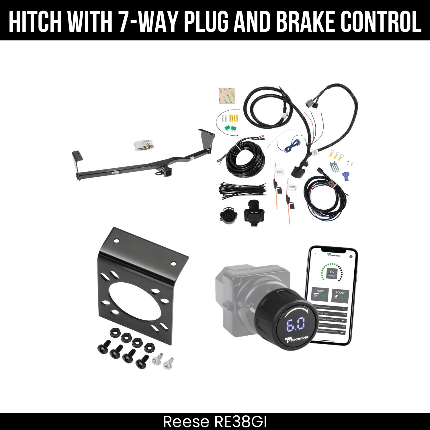 Reese RE38GI Hitch With 7 Way Plug And Brake Control Bundle Featureimg
