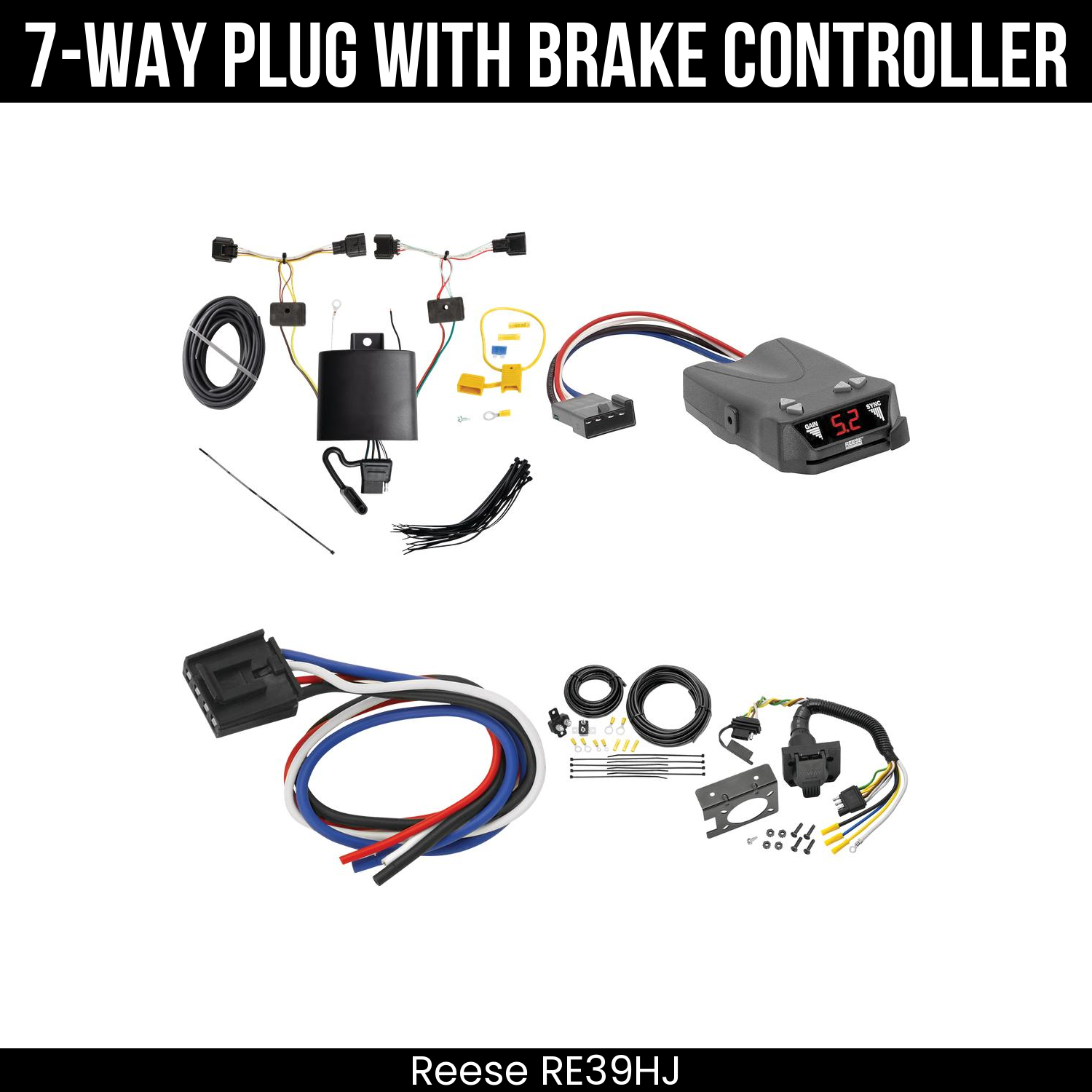 Trailer Wiring 7-Way Plug w/ Bracket , Reese Brakeman IV Brake Control