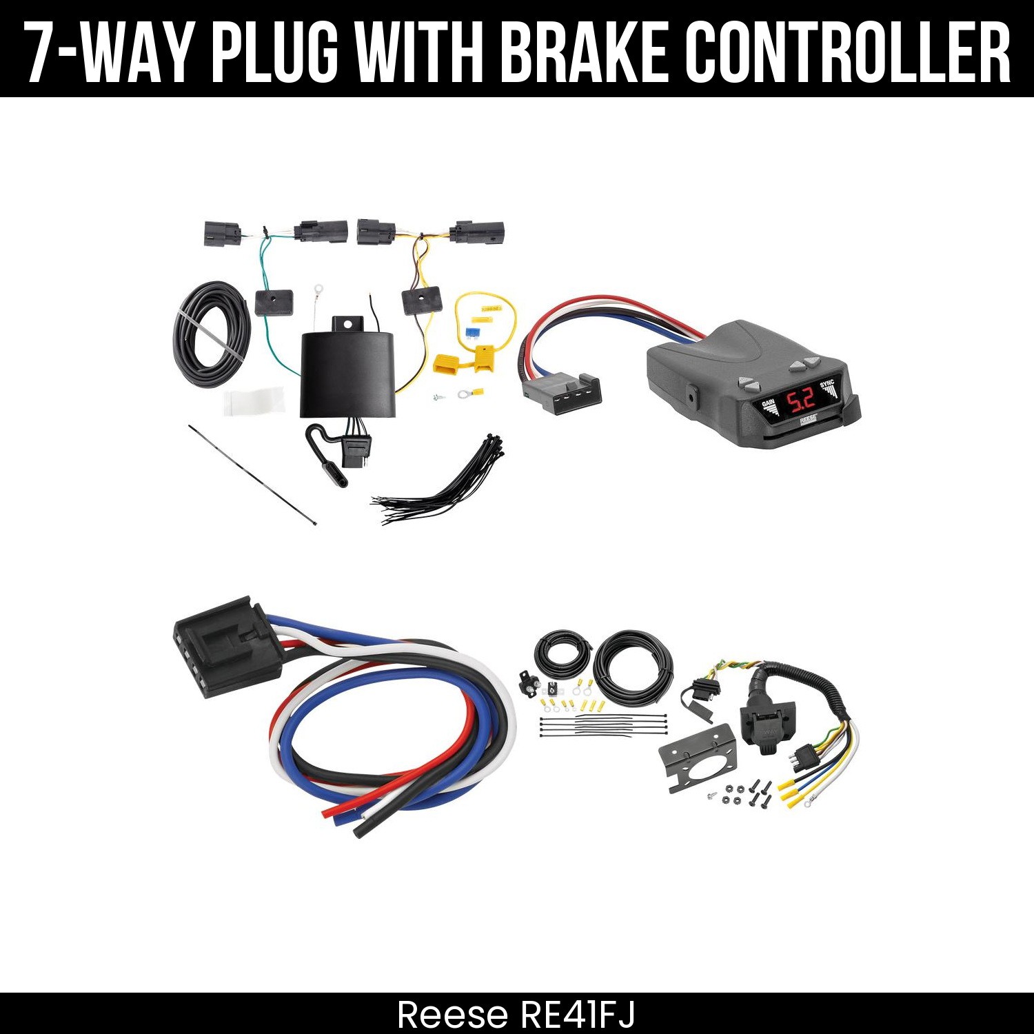 Trailer Wiring 7-Way Plug w/ Bracket , Reese Brakeman IV Brake Control