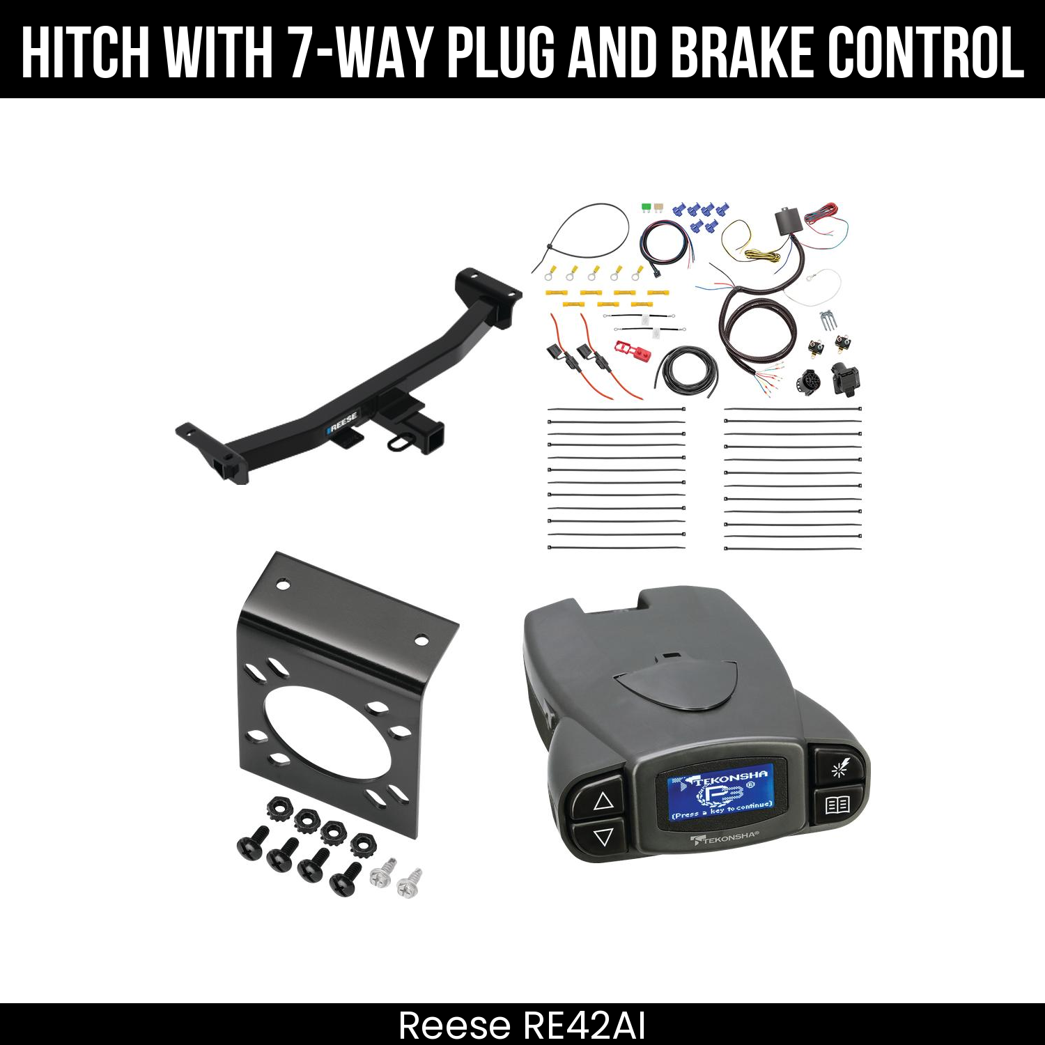 Reese RE42AI Hitch With 7 Way Plug And Brake Control Bundle Featureimg