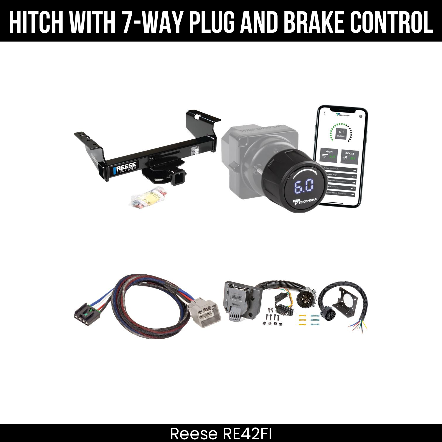 Reese RE42FI Hitch With 7 Way Plug And Brake Control Bundle Featureimg