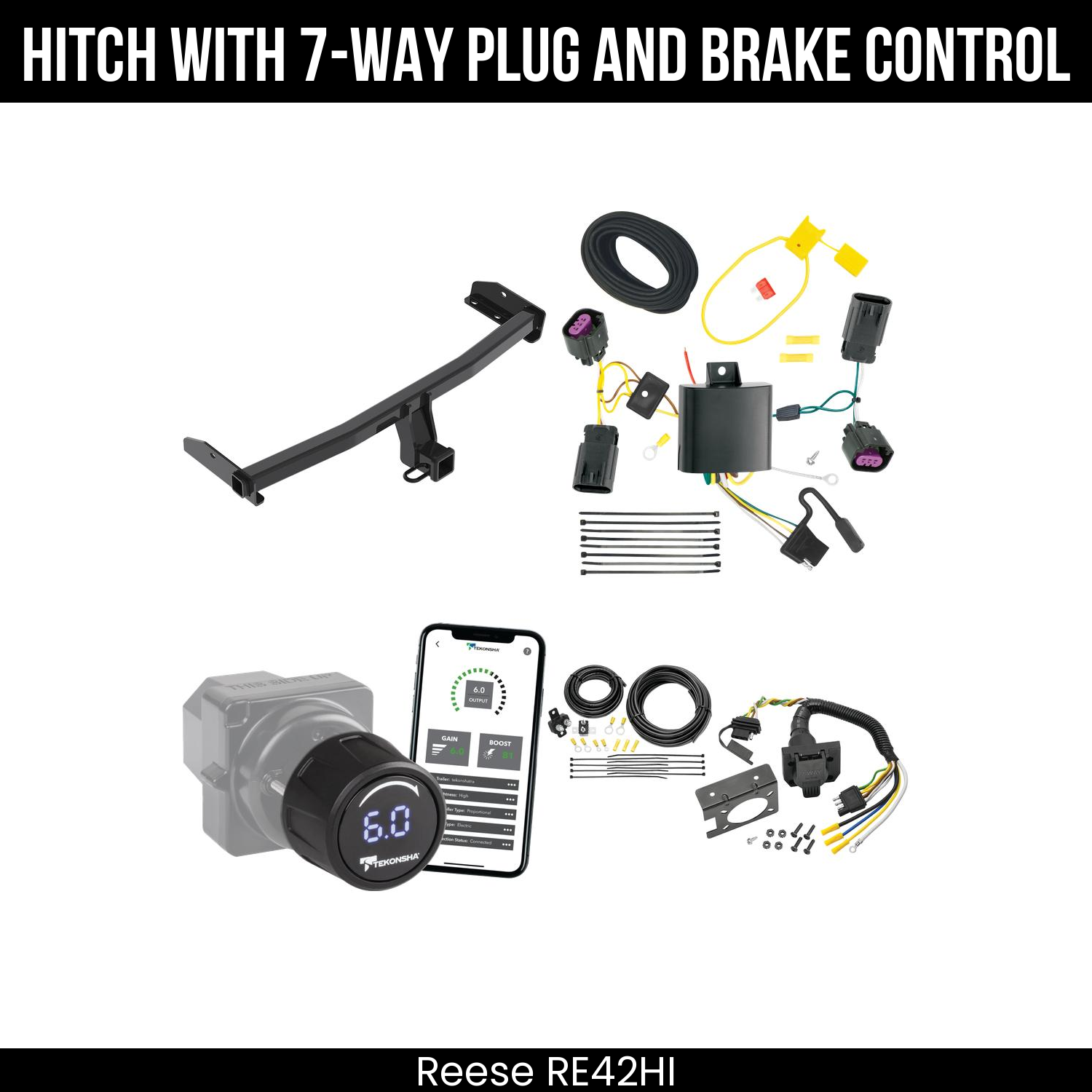 Reese RE42HI Hitch With 7 Way Plug And Brake Control Bundle Featureimg