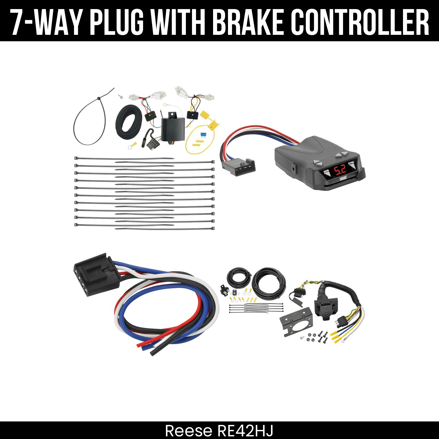 Trailer Wiring 7-Way Plug w/ Bracket , Reese Brakeman IV Brake Control