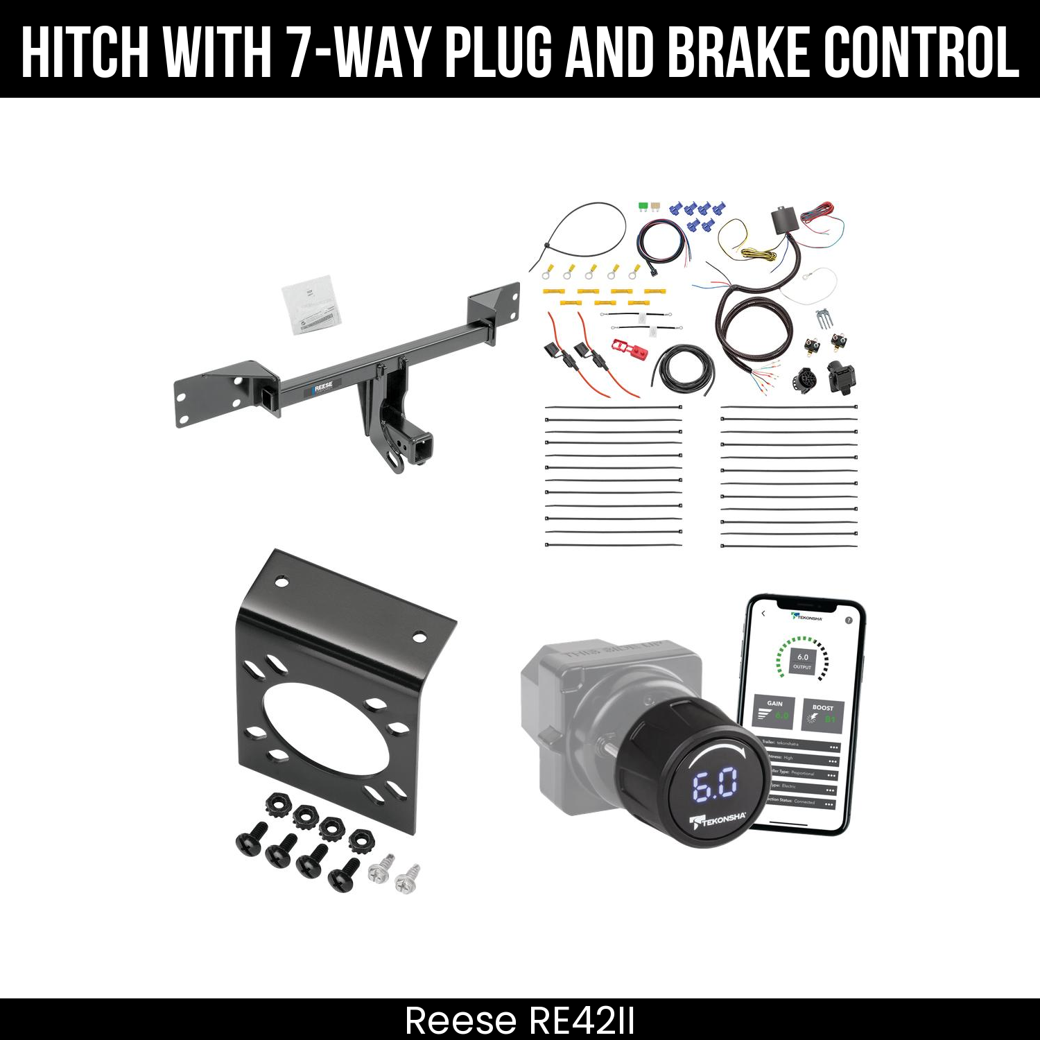 Reese RE42II Hitch With 7 Way Plug And Brake Control Bundle Featureimg