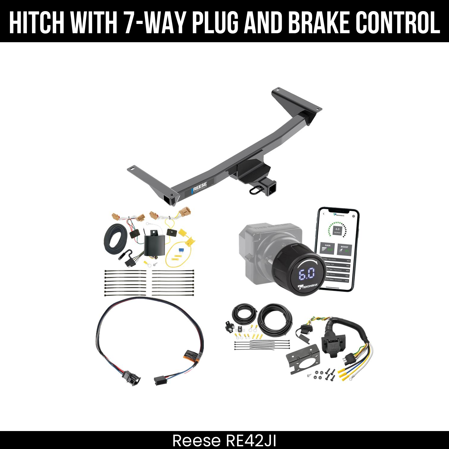 Reese RE42JI Hitch With 7 Way Plug And Brake Control Bundle Featureimg