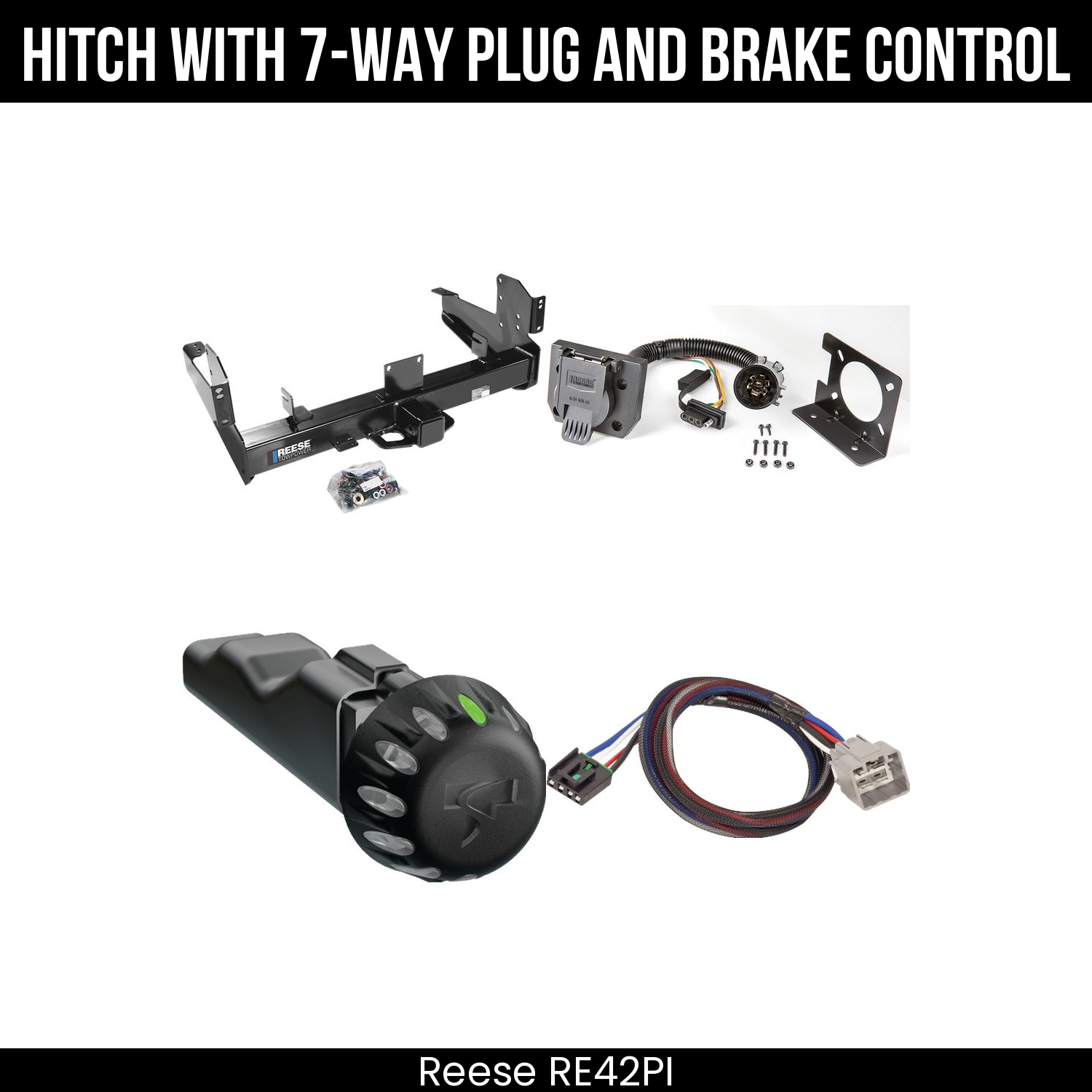 Reese RE42PI Hitch With 7 Way Plug And Brake Control Bundle Featureimg