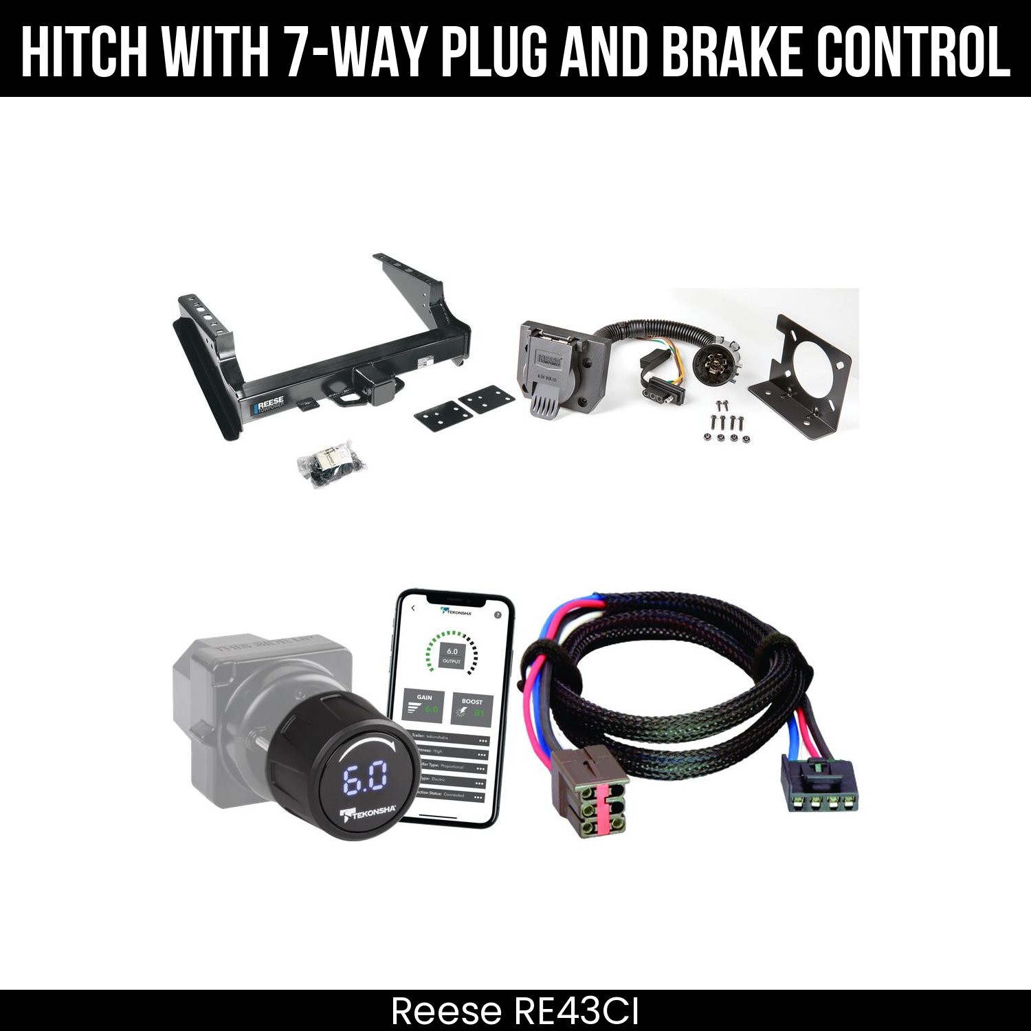 Reese RE43CI Hitch With 7 Way Plug And Brake Control Bundle Featureimg