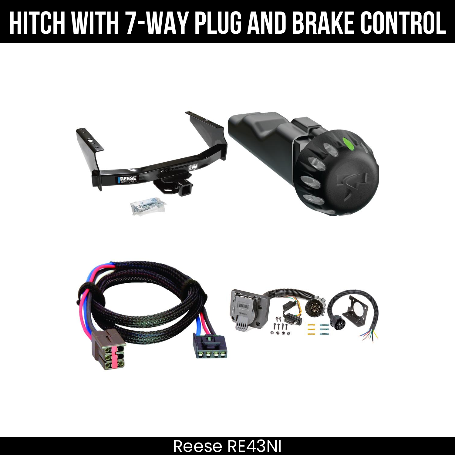 Reese RE43NI Hitch With 7 Way Plug And Brake Control Bundle Featureimg