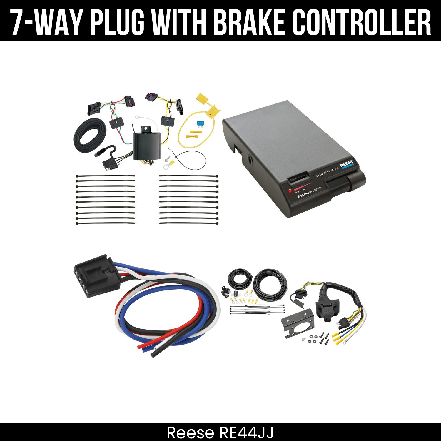 Trailer Wiring 7-Way Plug w/ Bracket , Reese Brakeman Brake Control