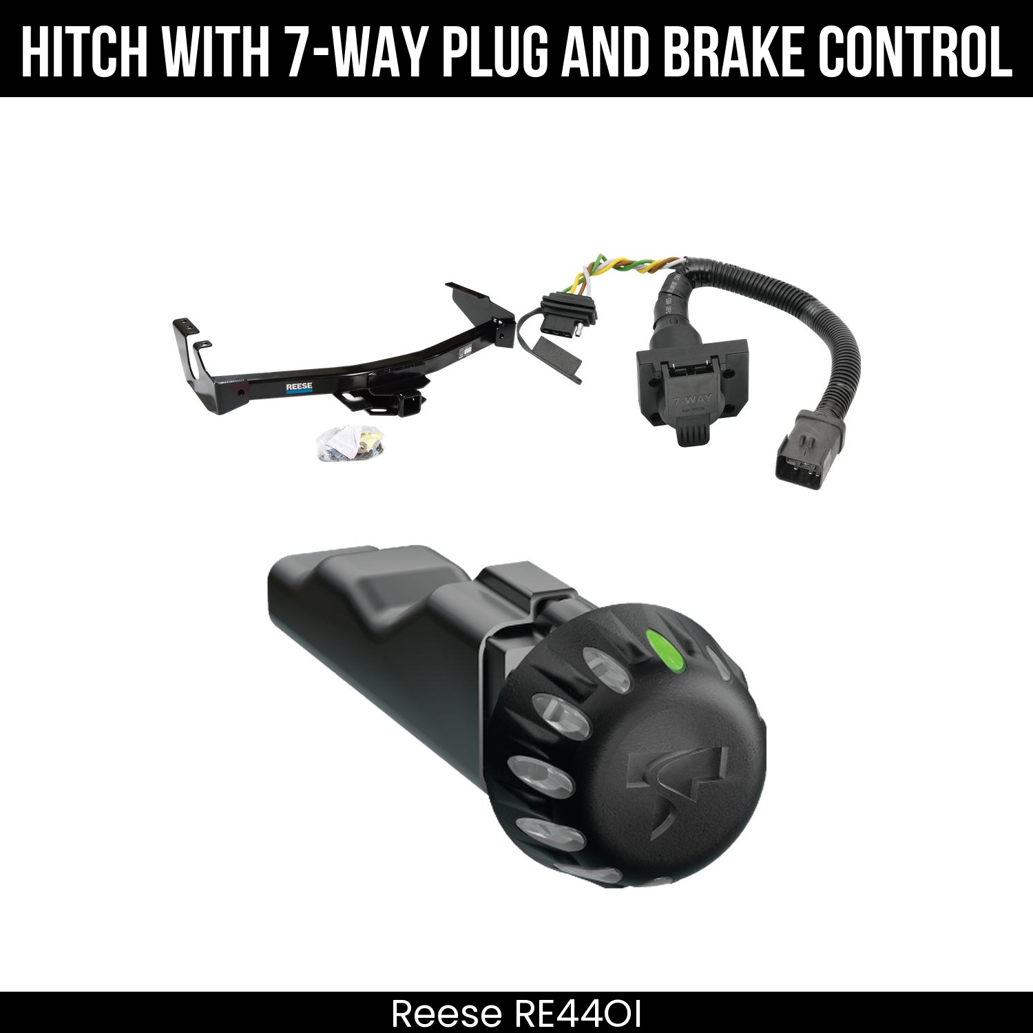 Reese RE44OI Hitch With 7 Way Plug And Brake Control Bundle Featureimg