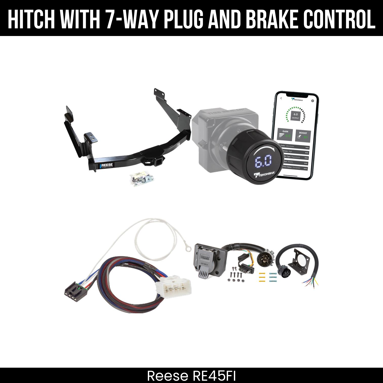 Reese RE45FI Hitch With 7 Way Plug And Brake Control Bundle Featureimg