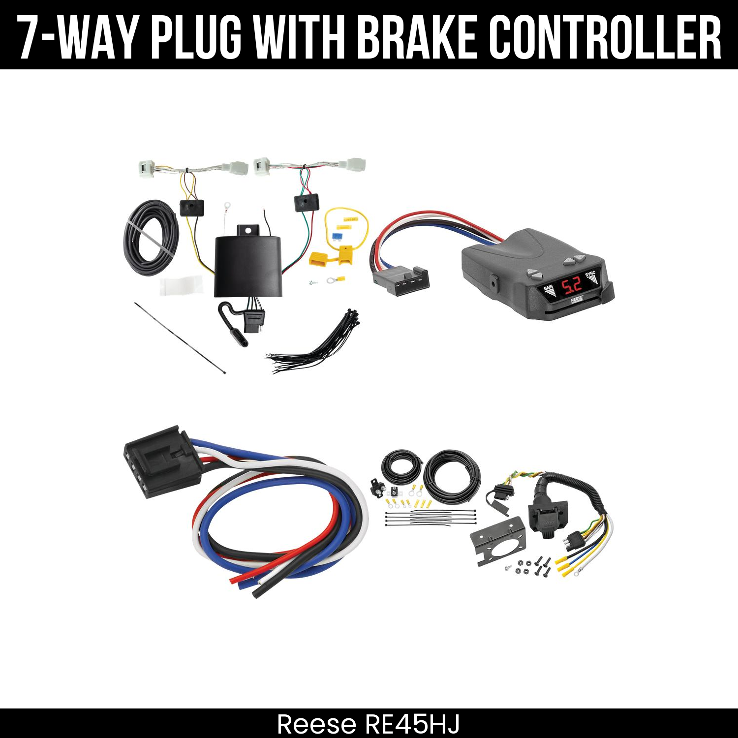 Trailer Wiring 7-Way Plug w/ Bracket , Reese Brakeman IV Brake Control