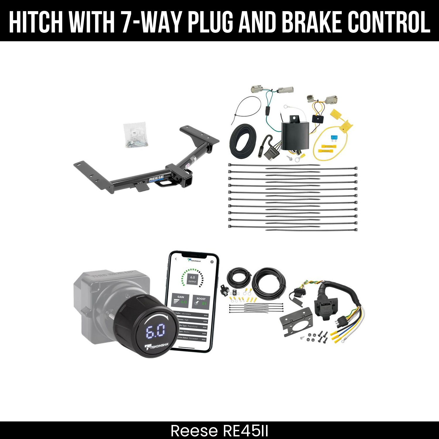 Reese RE45II Hitch With 7 Way Plug And Brake Control Bundle Featureimg