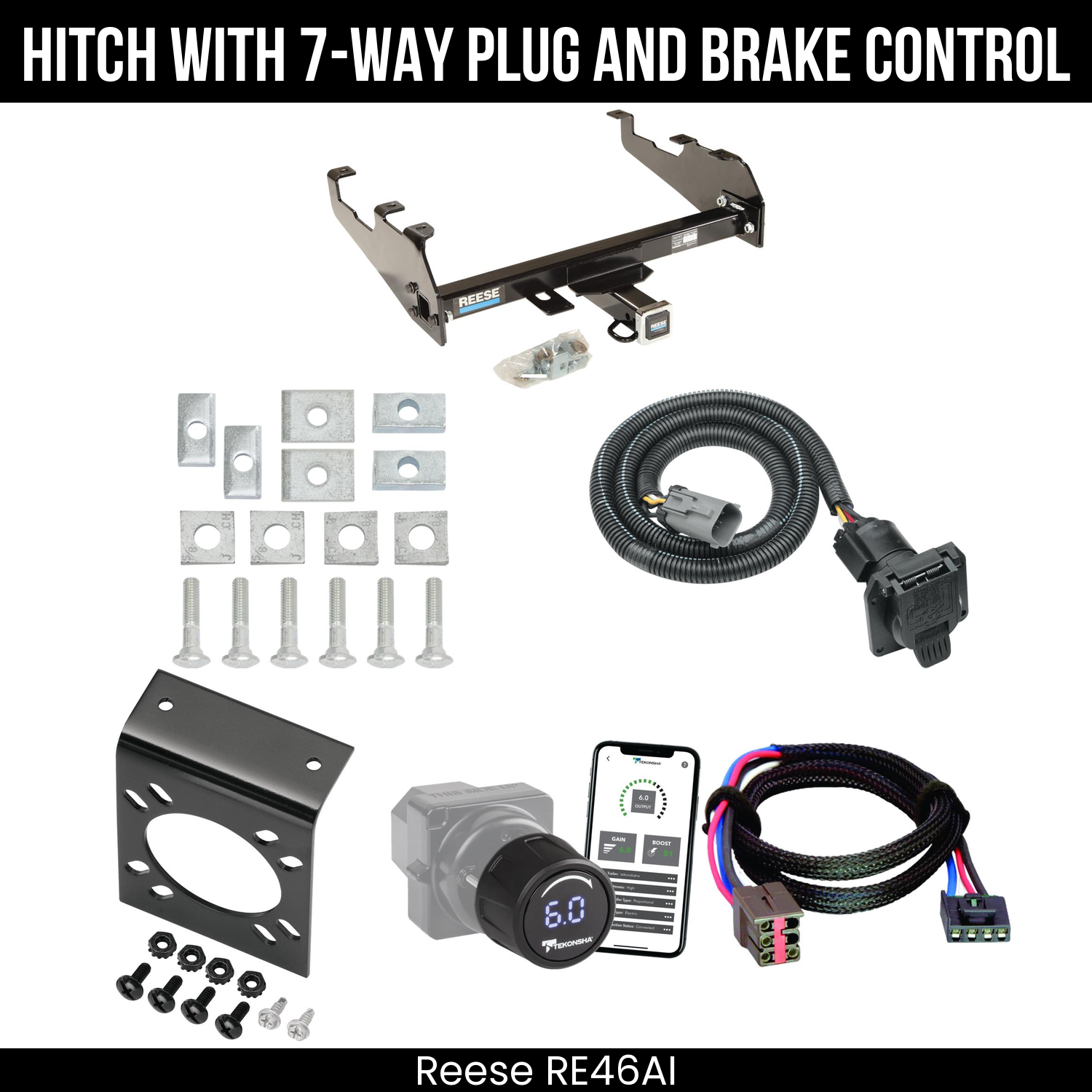 Reese RE46AI Hitch With 7 Way Plug And Brake Control Bundle Featureimg