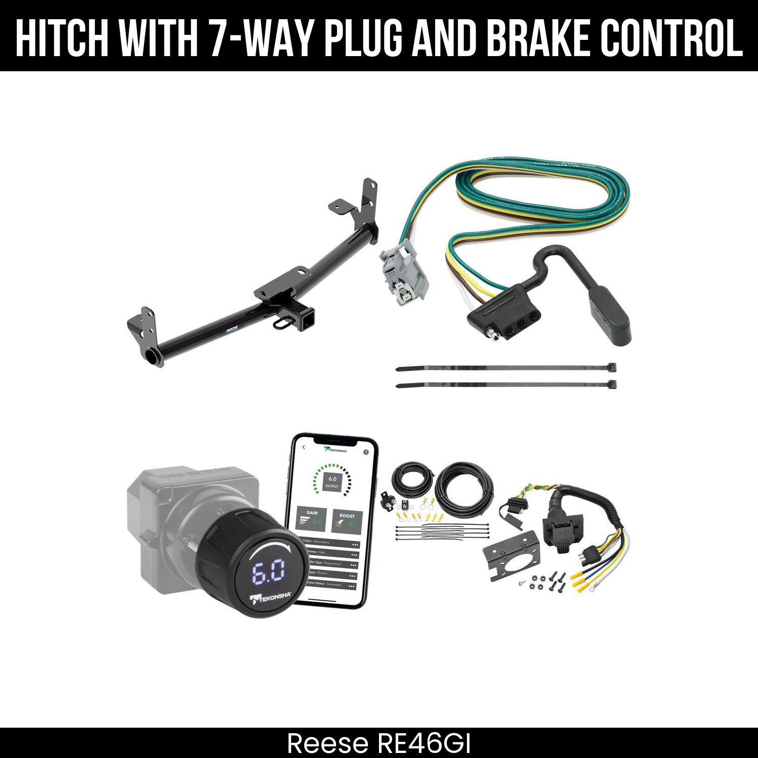 Reese RE46GI Hitch With 7 Way Plug And Brake Control Bundle Featureimg
