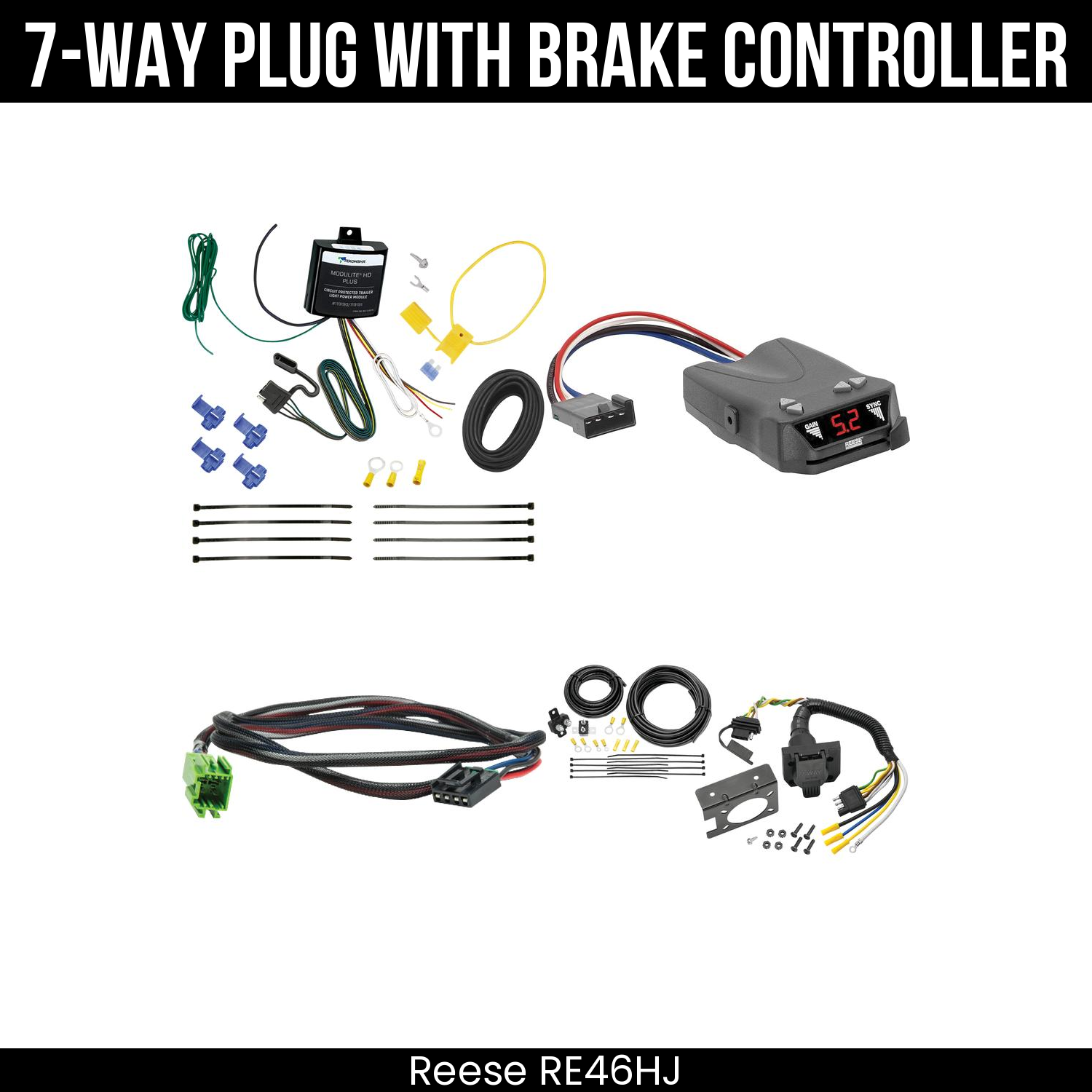 Trailer Wiring 7-Way Plug w/ Bracket , Reese Brakeman IV Brake Control