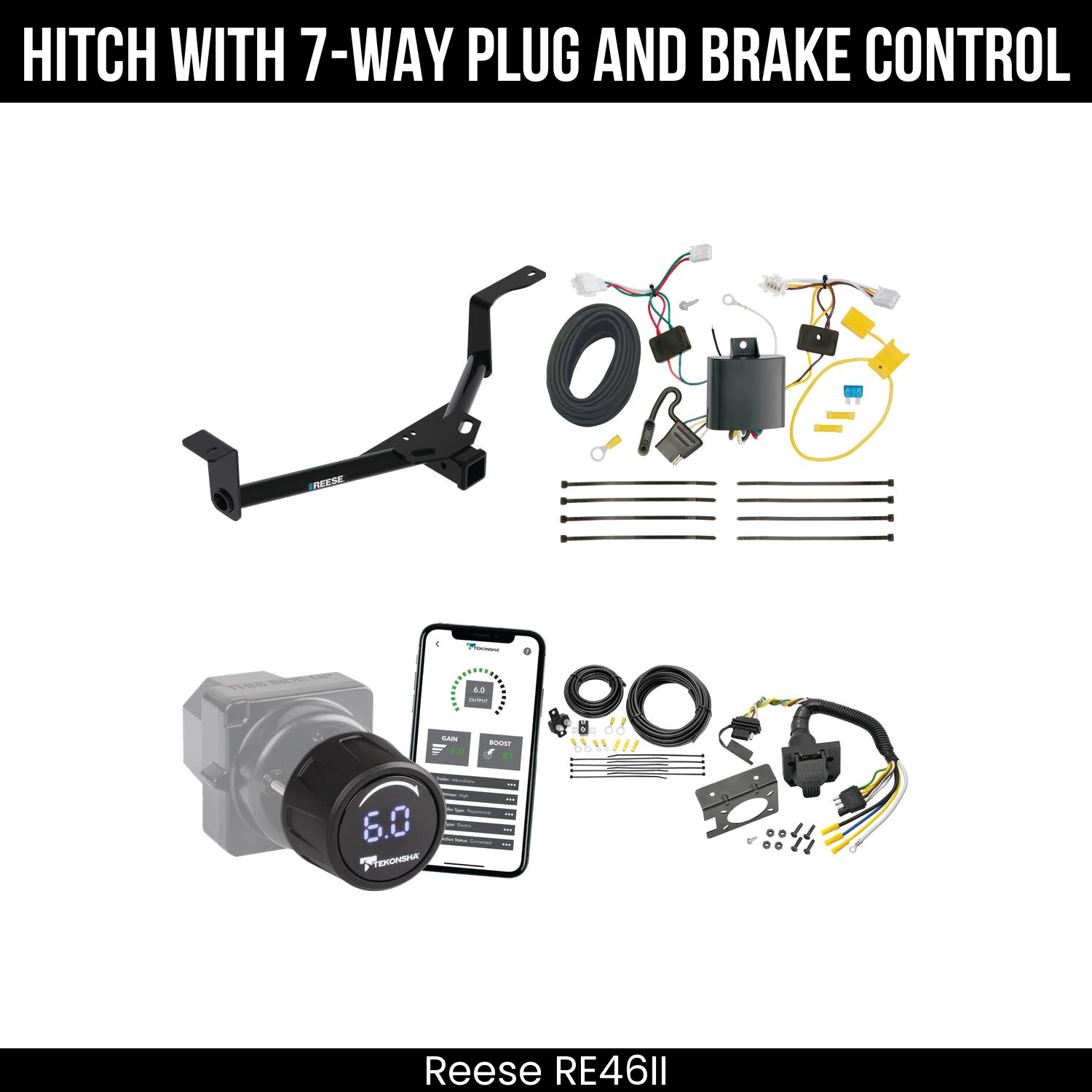Reese RE46II Hitch With 7 Way Plug And Brake Control Bundle Featureimg