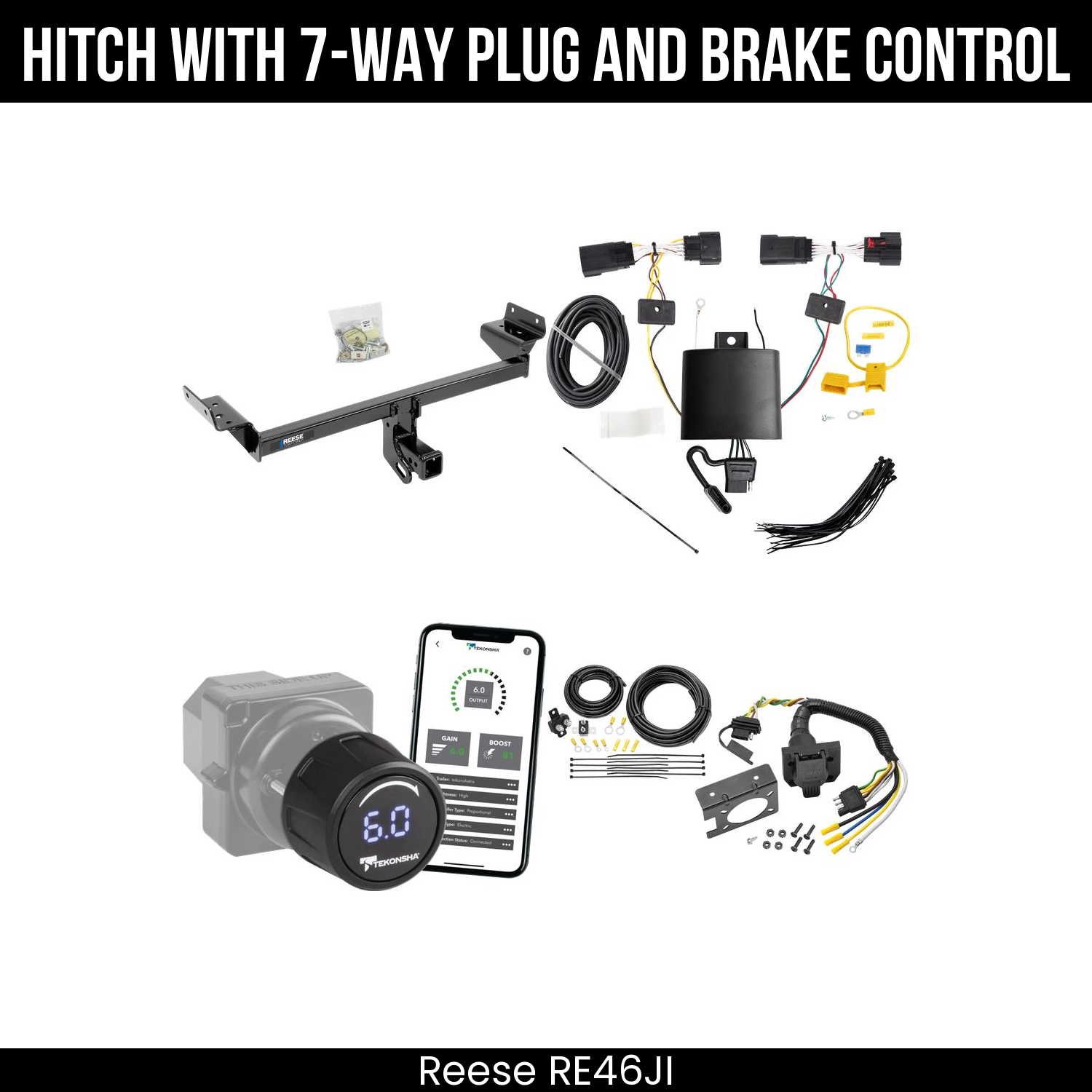 Reese RE46JI Hitch With 7 Way Plug And Brake Control Bundle Featureimg