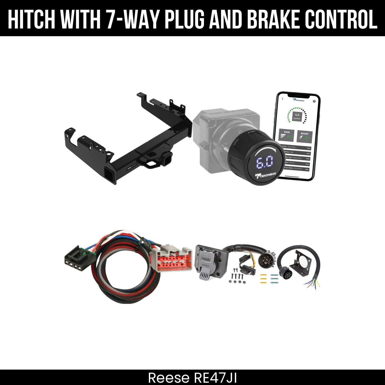 Reese RE47JI Hitch With 7 Way Plug And Brake Control Bundle Featureimg
