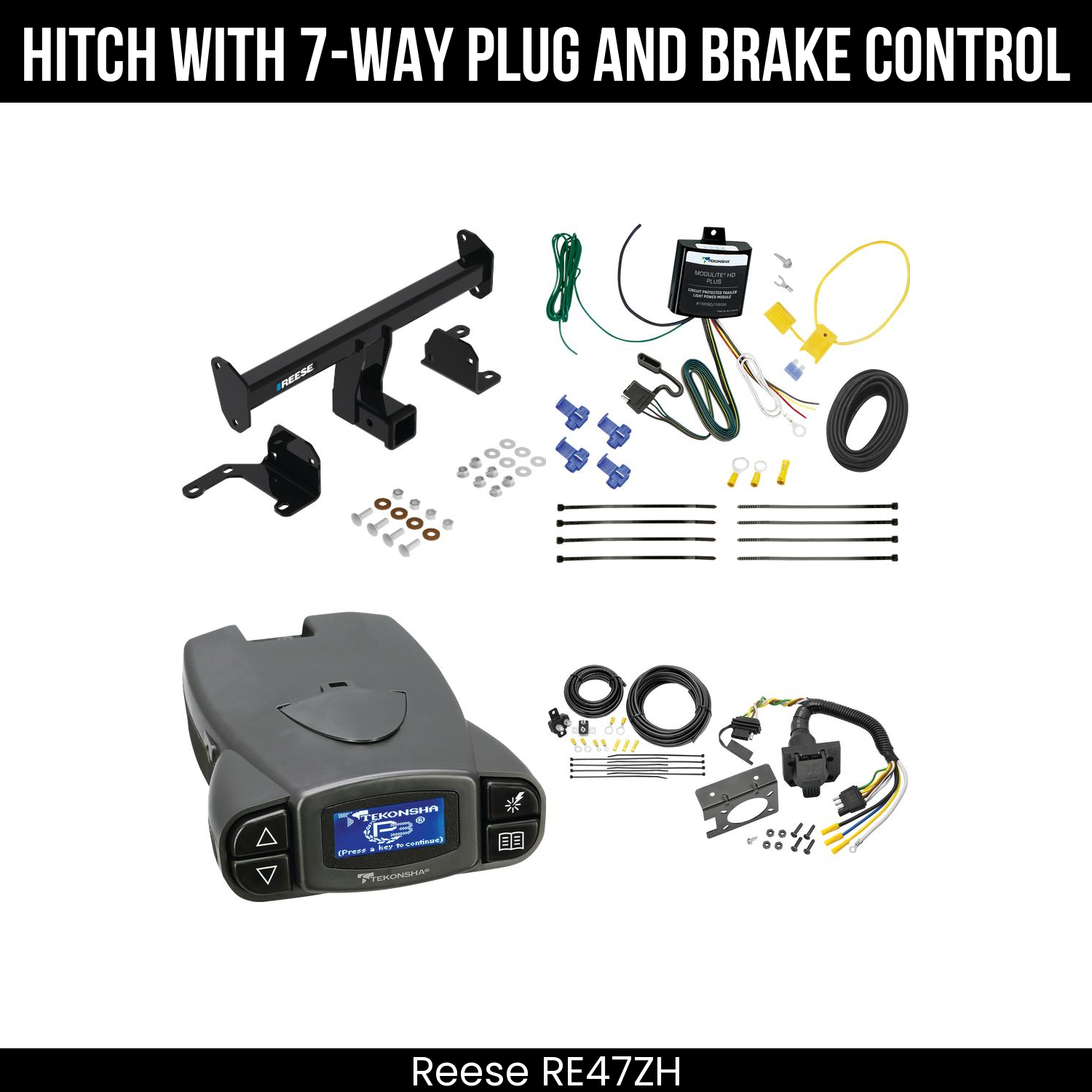 Reese RE47ZH Hitch With 7 Way Plug And Brake Control Bundle Featureimg