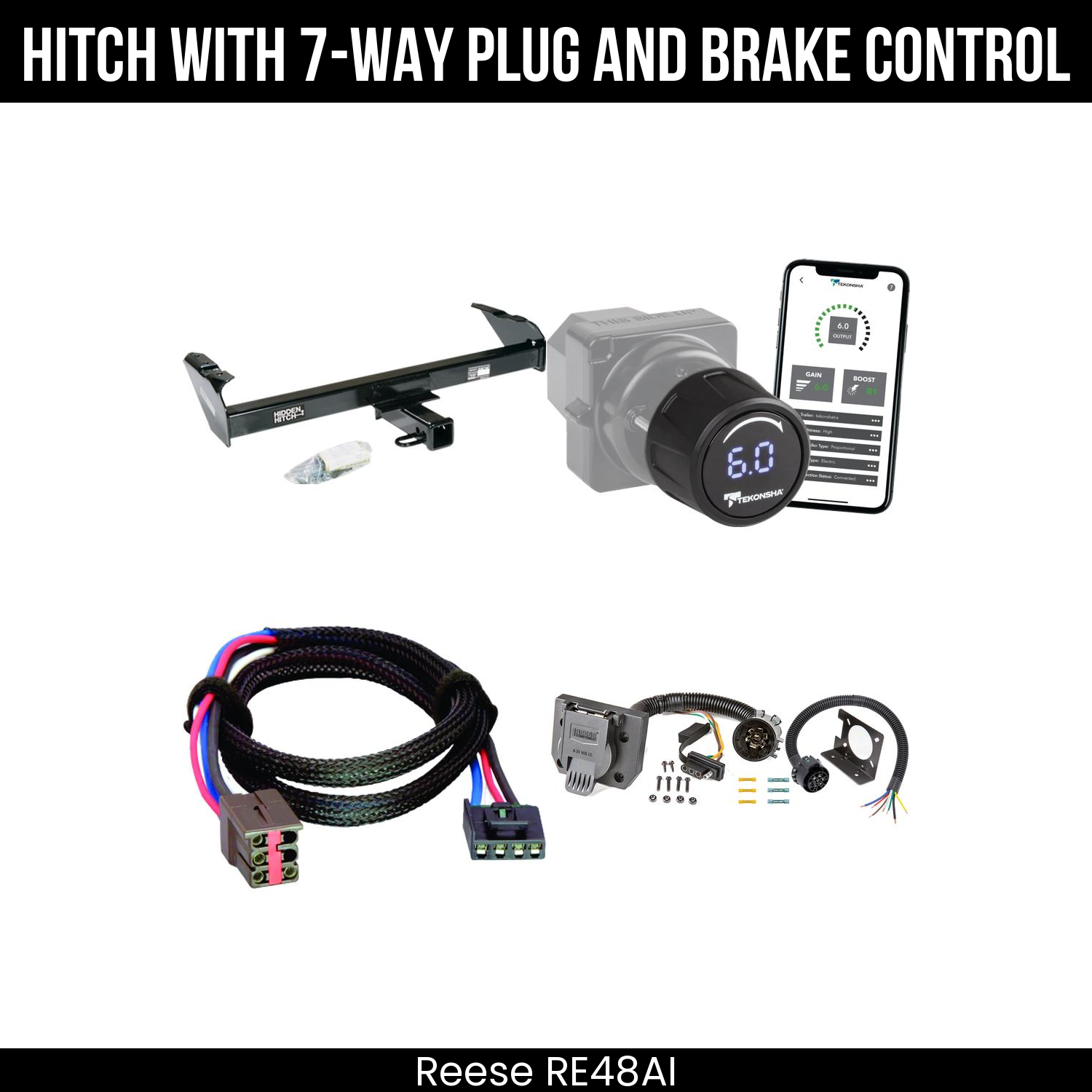 Reese RE48AI Hitch With 7 Way Plug And Brake Control Bundle Featureimg