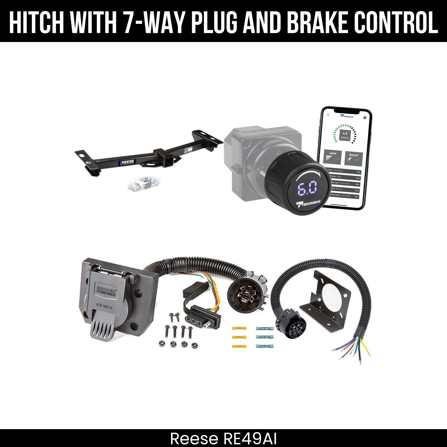 Reese RE49AI Hitch With 7 Way Plug And Brake Control Bundle Featureimg