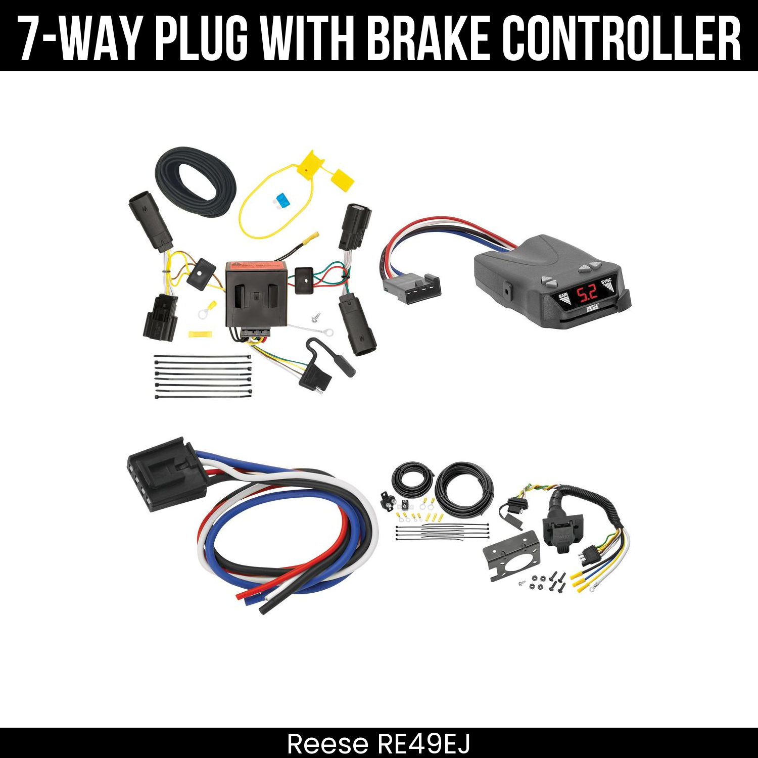 Trailer Wiring 7-Way Plug w/ Bracket , Reese Brakeman IV Brake Control