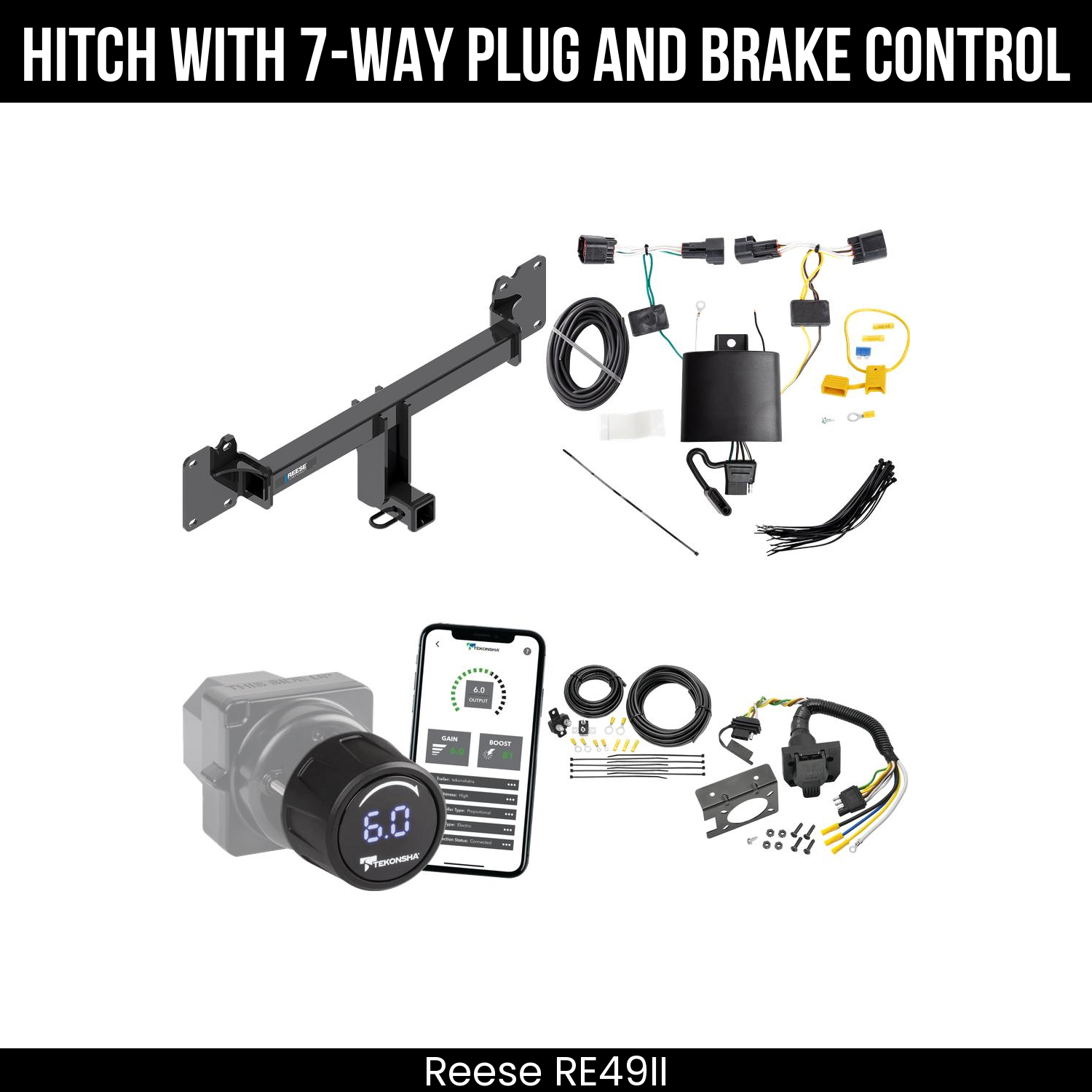 Reese RE49II Hitch With 7 Way Plug And Brake Control Bundle Featureimg