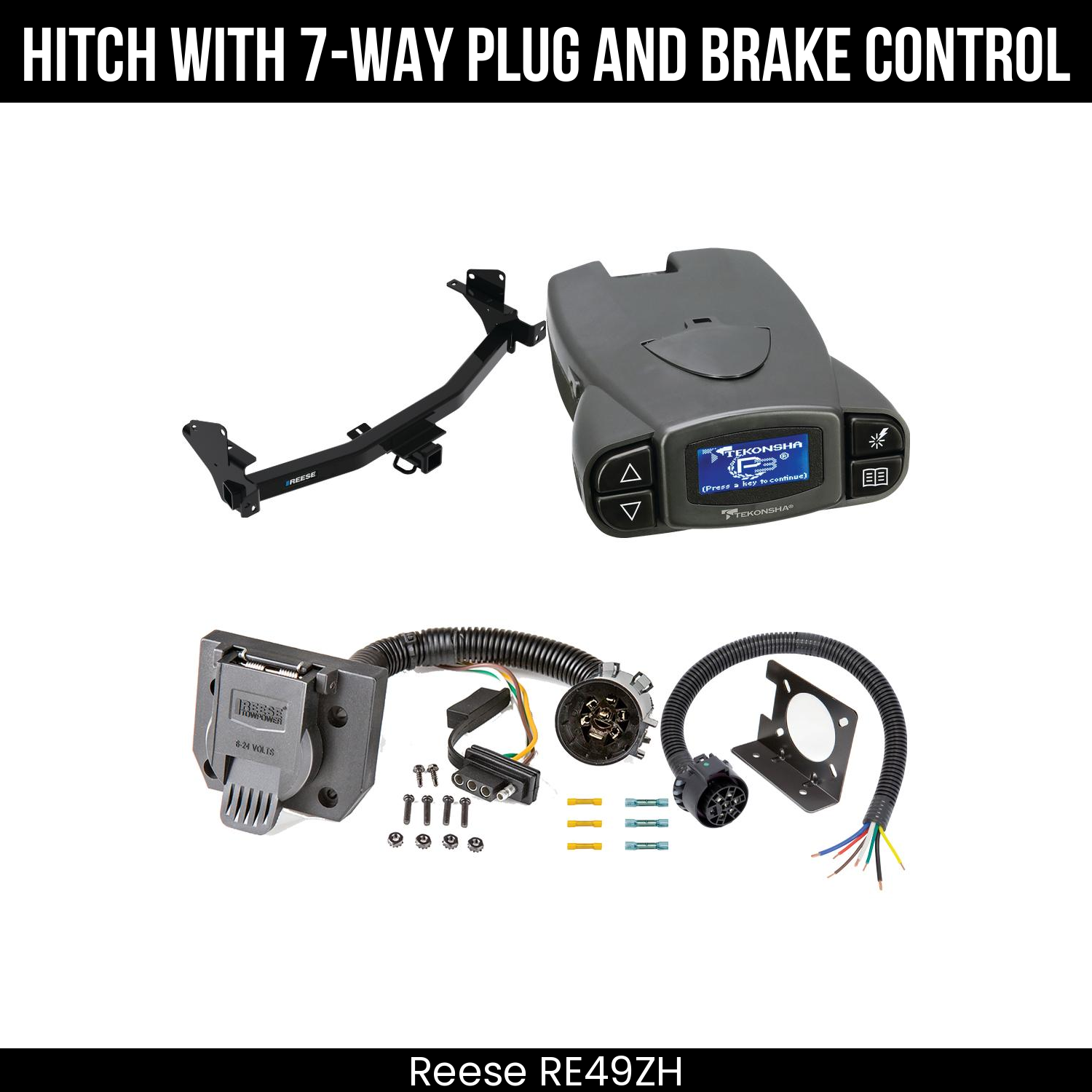 Reese RE49ZH Hitch With 7 Way Plug And Brake Control Bundle Featureimg
