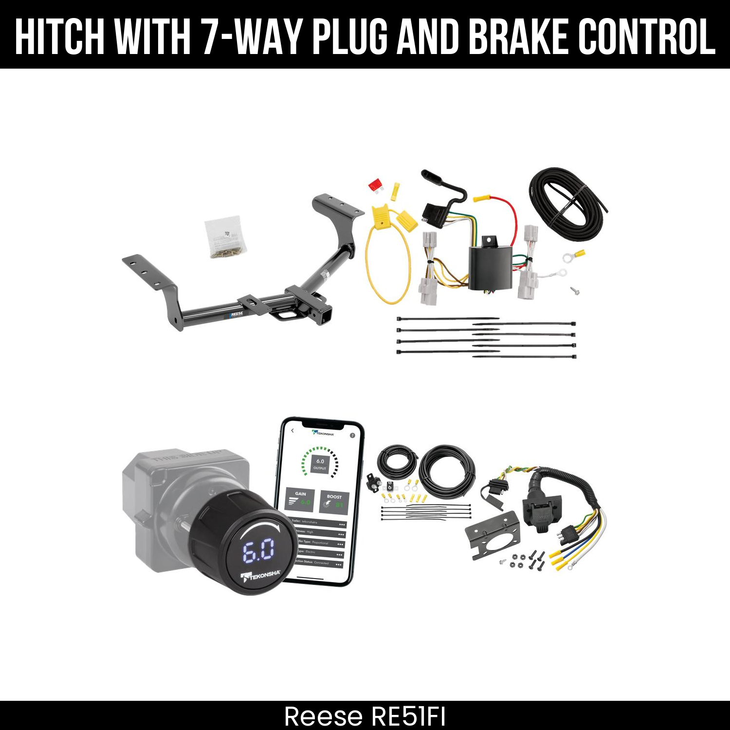 Reese RE51FI Hitch With 7 Way Plug And Brake Control Bundle Featureimg