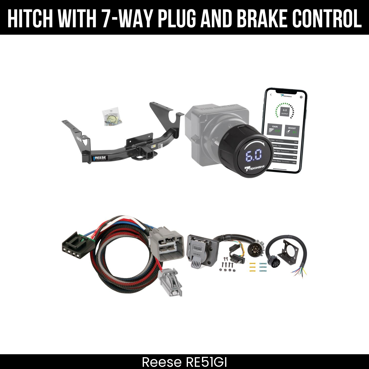 Reese RE51GI Hitch With 7 Way Plug And Brake Control Bundle Featureimg