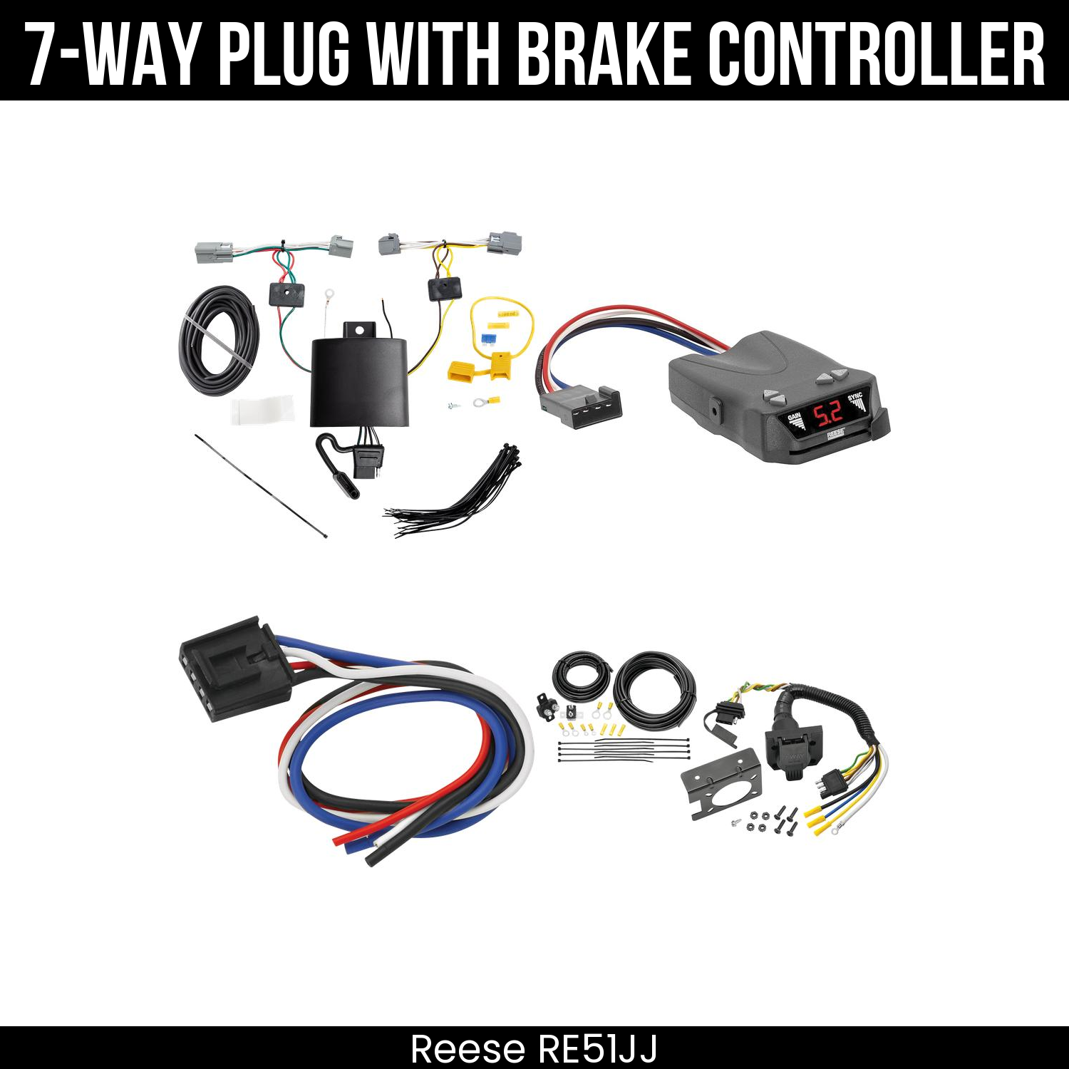 Trailer Wiring 7-Way Plug w/ Bracket , Reese Brakeman IV Brake Control