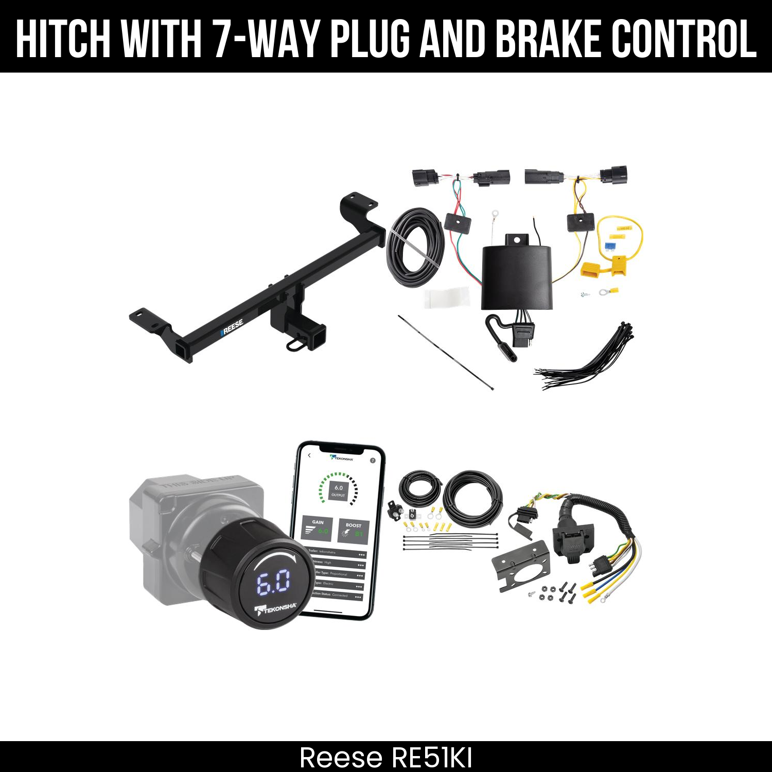 Reese RE51KI Hitch With 7 Way Plug And Brake Control Bundle Featureimg