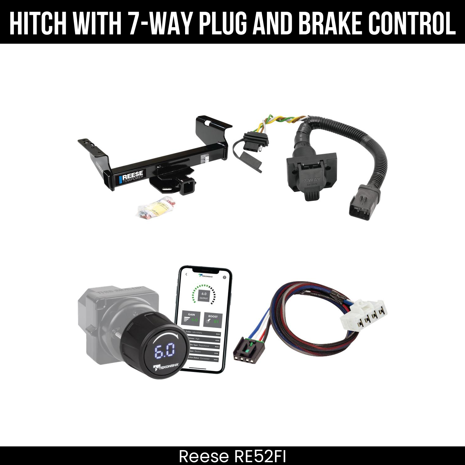 Reese RE52FI Hitch With 7 Way Plug And Brake Control Bundle Featureimg