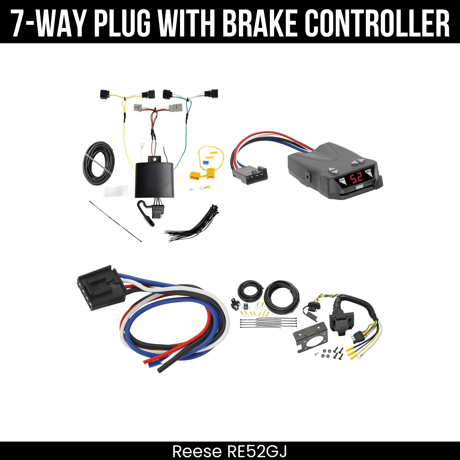 Trailer Wiring 7-Way Plug w/ Bracket , Reese Brakeman IV Brake Control