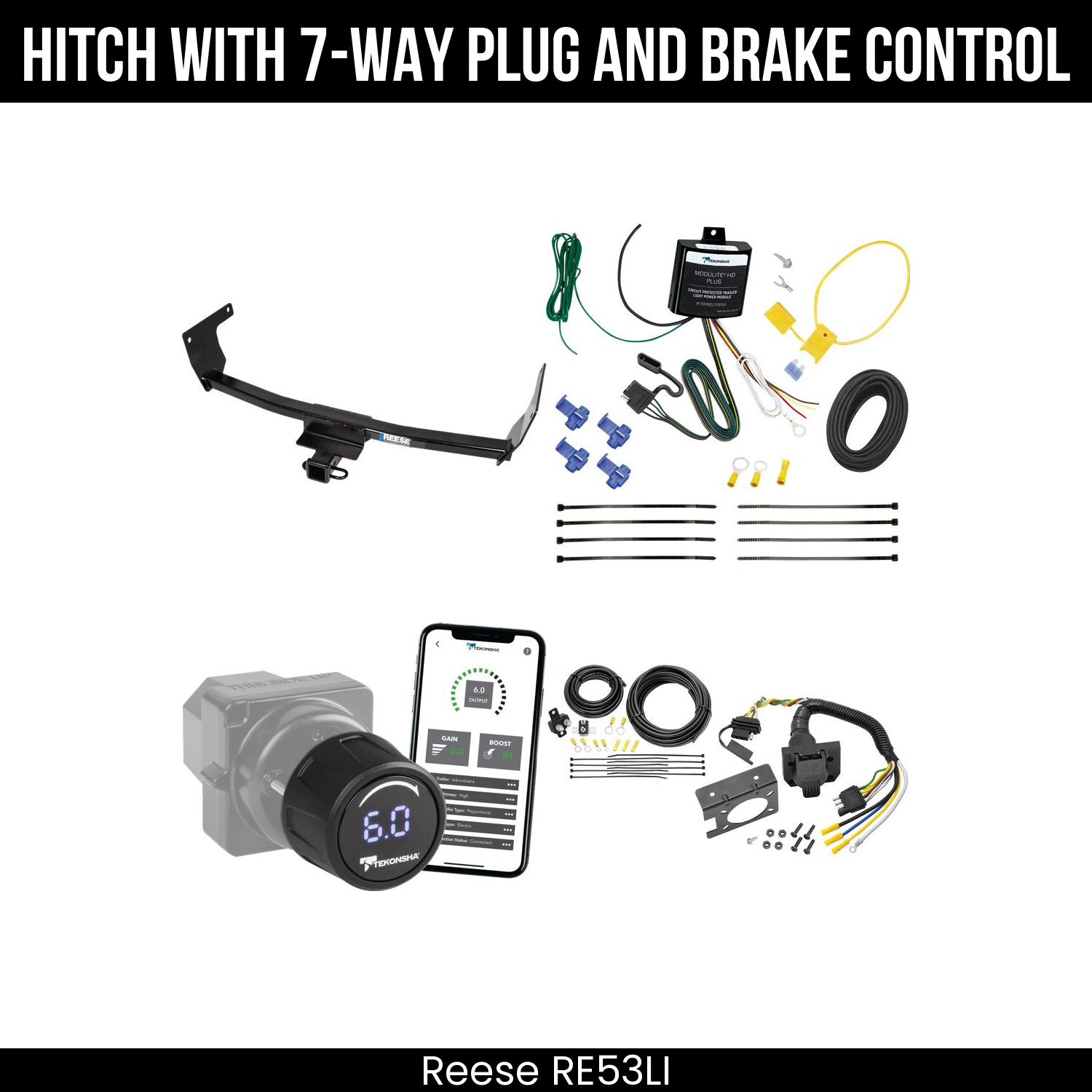 Reese RE53LI Hitch With 7 Way Plug And Brake Control Bundle Featureimg