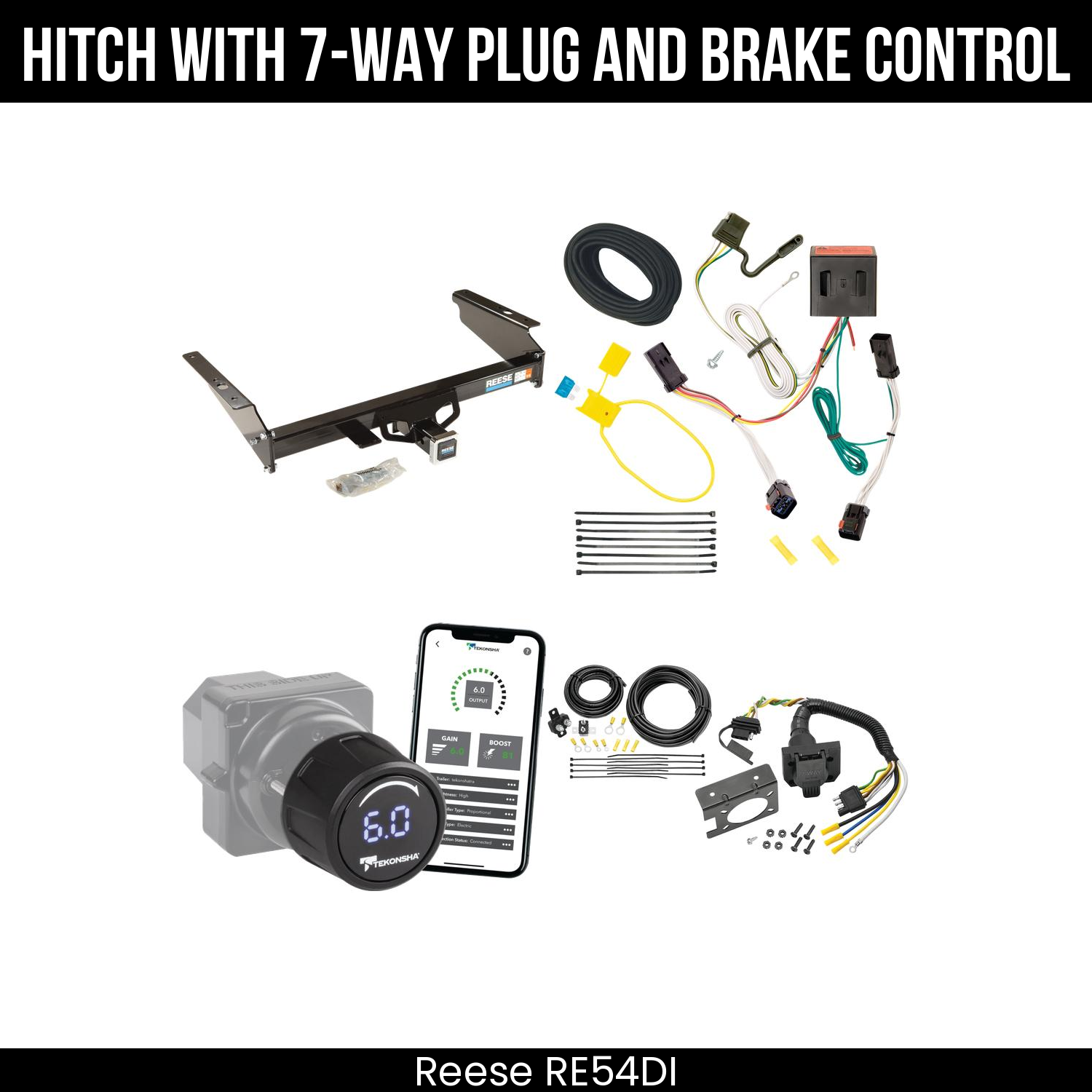 Reese RE54DI Hitch With 7 Way Plug And Brake Control Bundle Featureimg