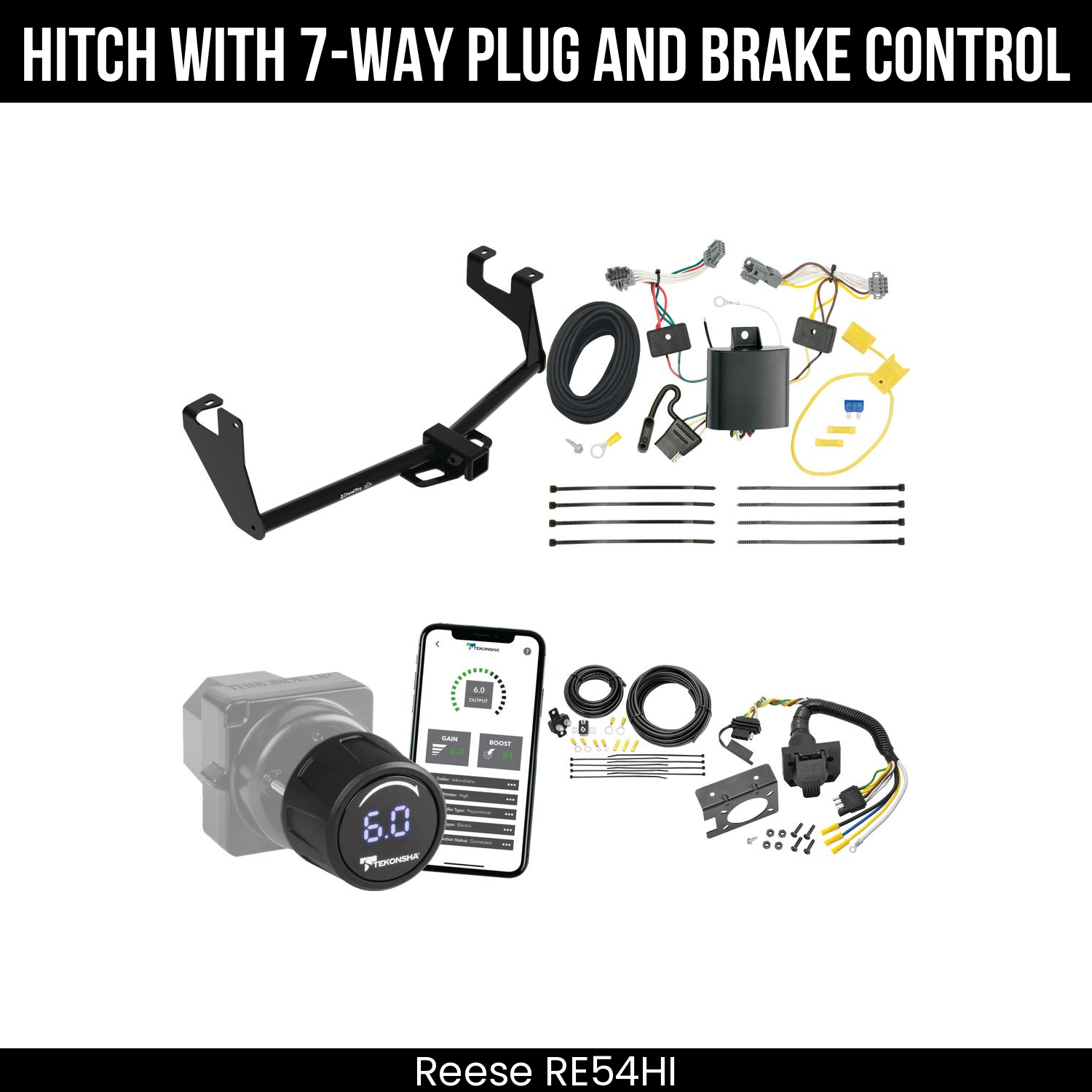 Reese RE54HI Hitch With 7 Way Plug And Brake Control Bundle Featureimg