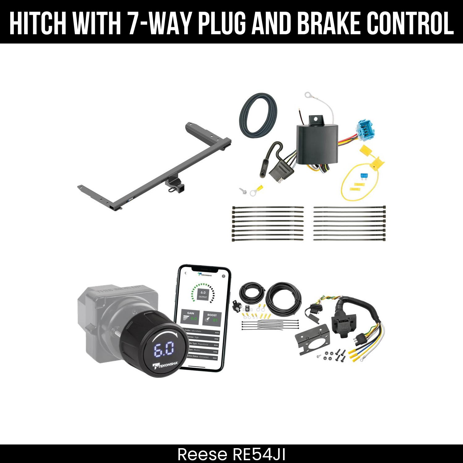Reese RE54JI Hitch With 7 Way Plug And Brake Control Bundle Featureimg