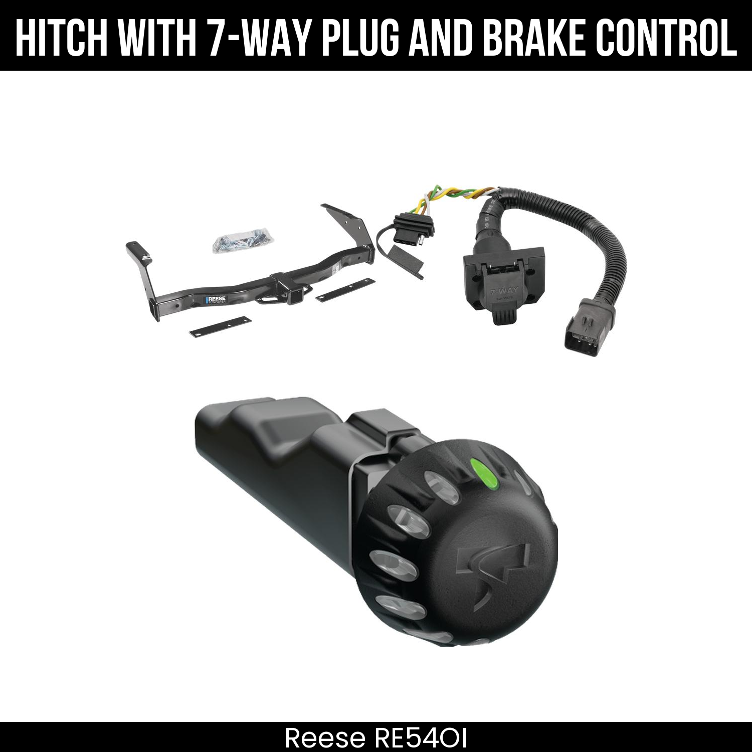 Reese RE54OI Hitch With 7 Way Plug And Brake Control Bundle Featureimg