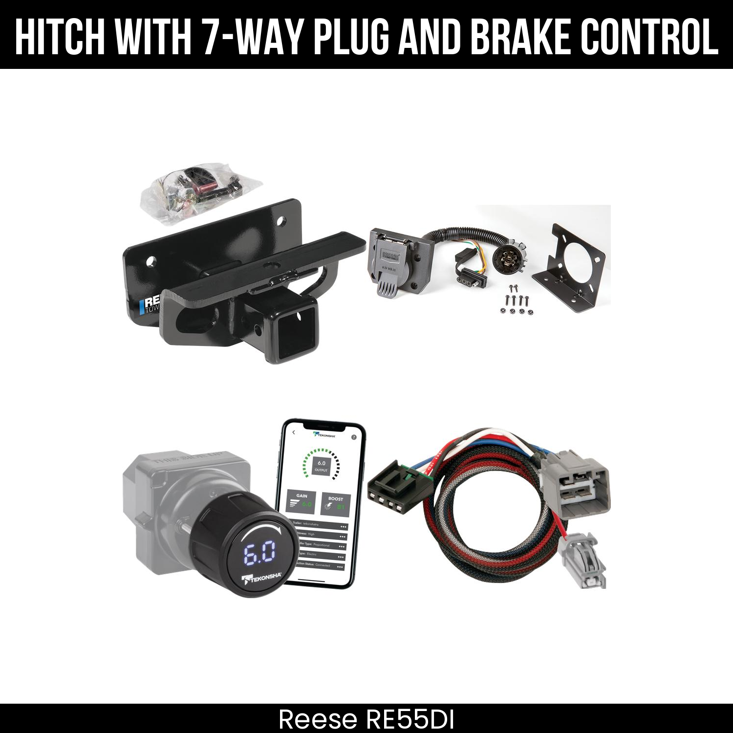Reese RE55DI Hitch With 7 Way Plug And Brake Control Bundle Featureimg